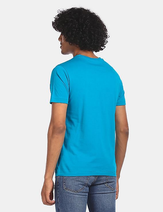 Aeropostale Men Blue Crew Neck Cotton T-Shirt