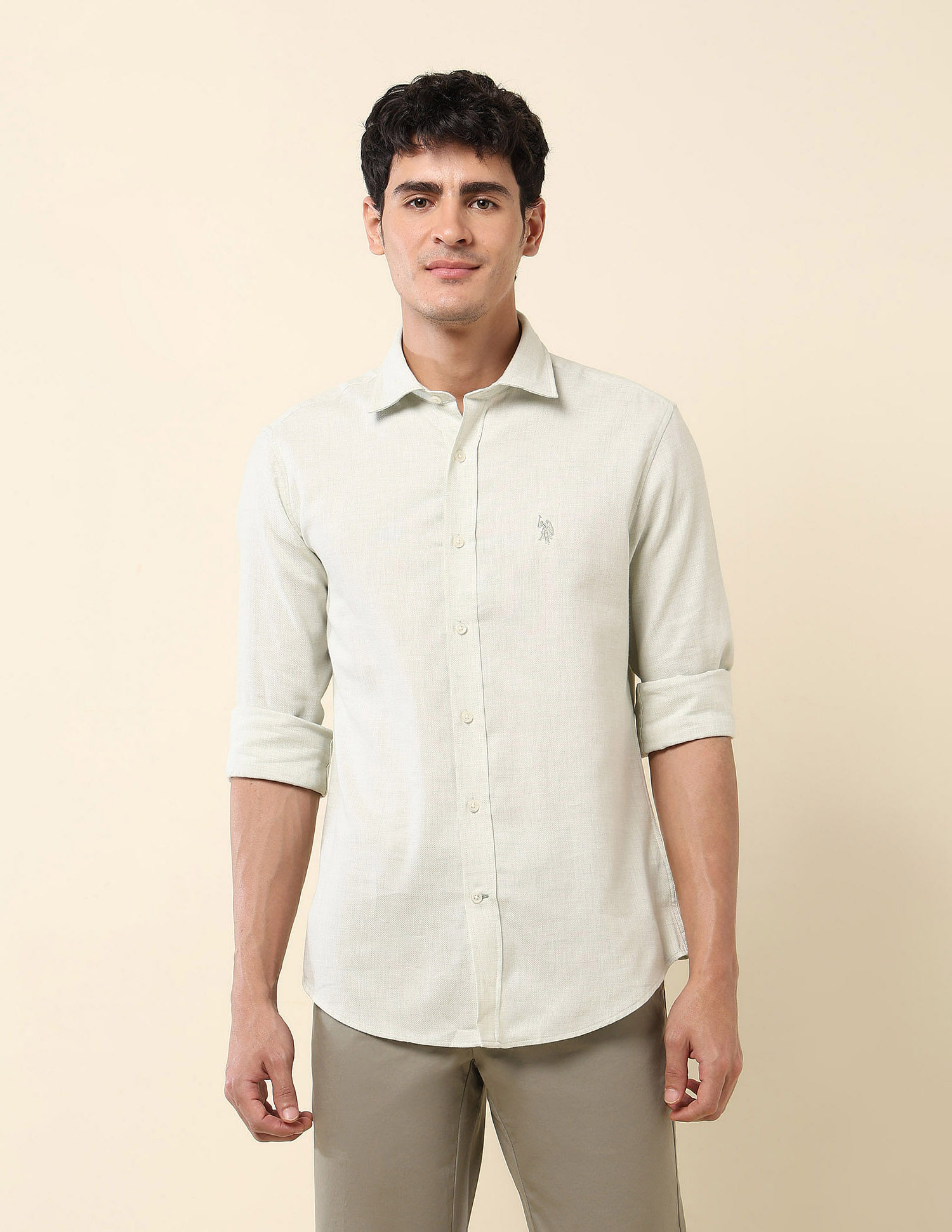 U.S. Polo Assn. Tailored Fit Pure Cotton Dobby Shirt