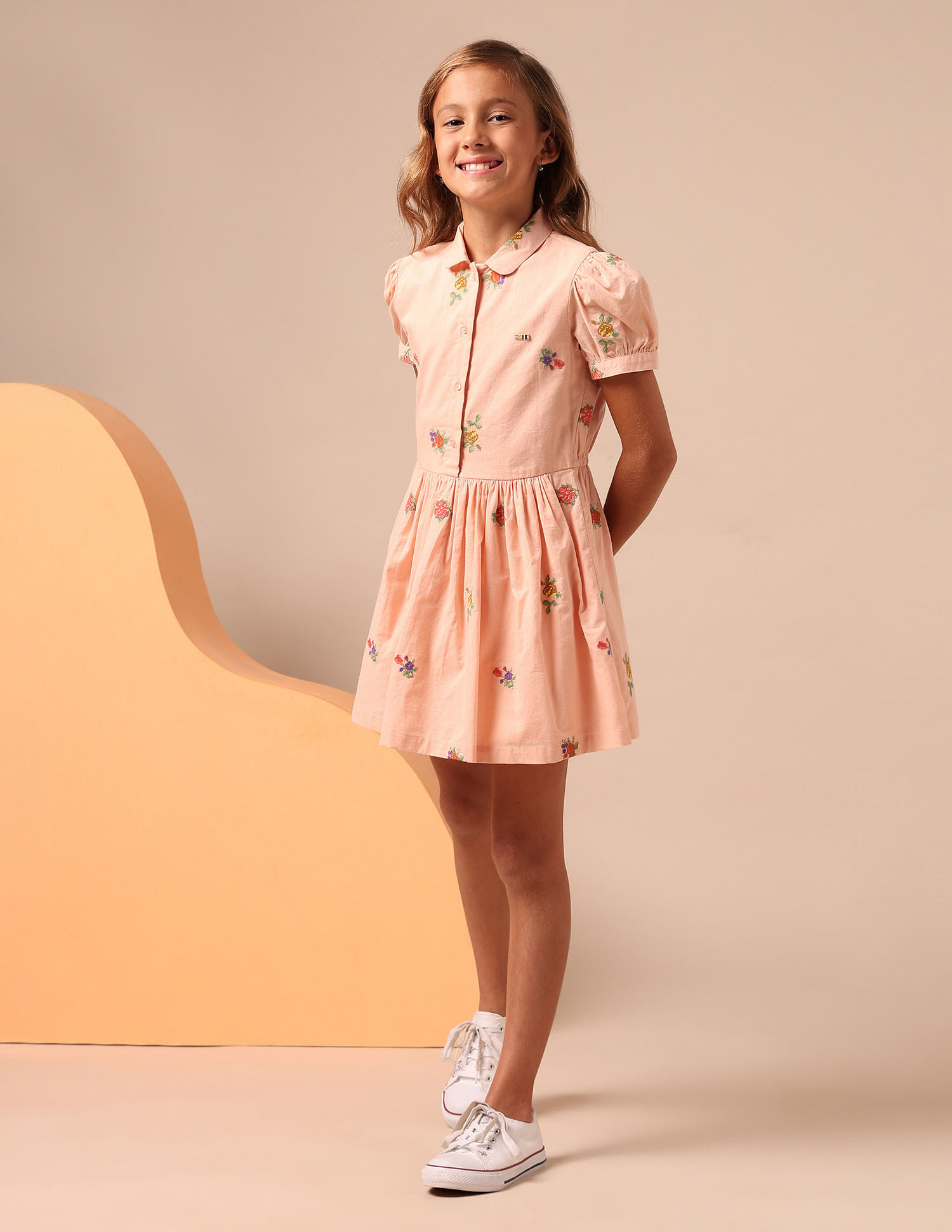 U.S. Polo Assn. Kids Girls Embroidered Fit & Flare Dress