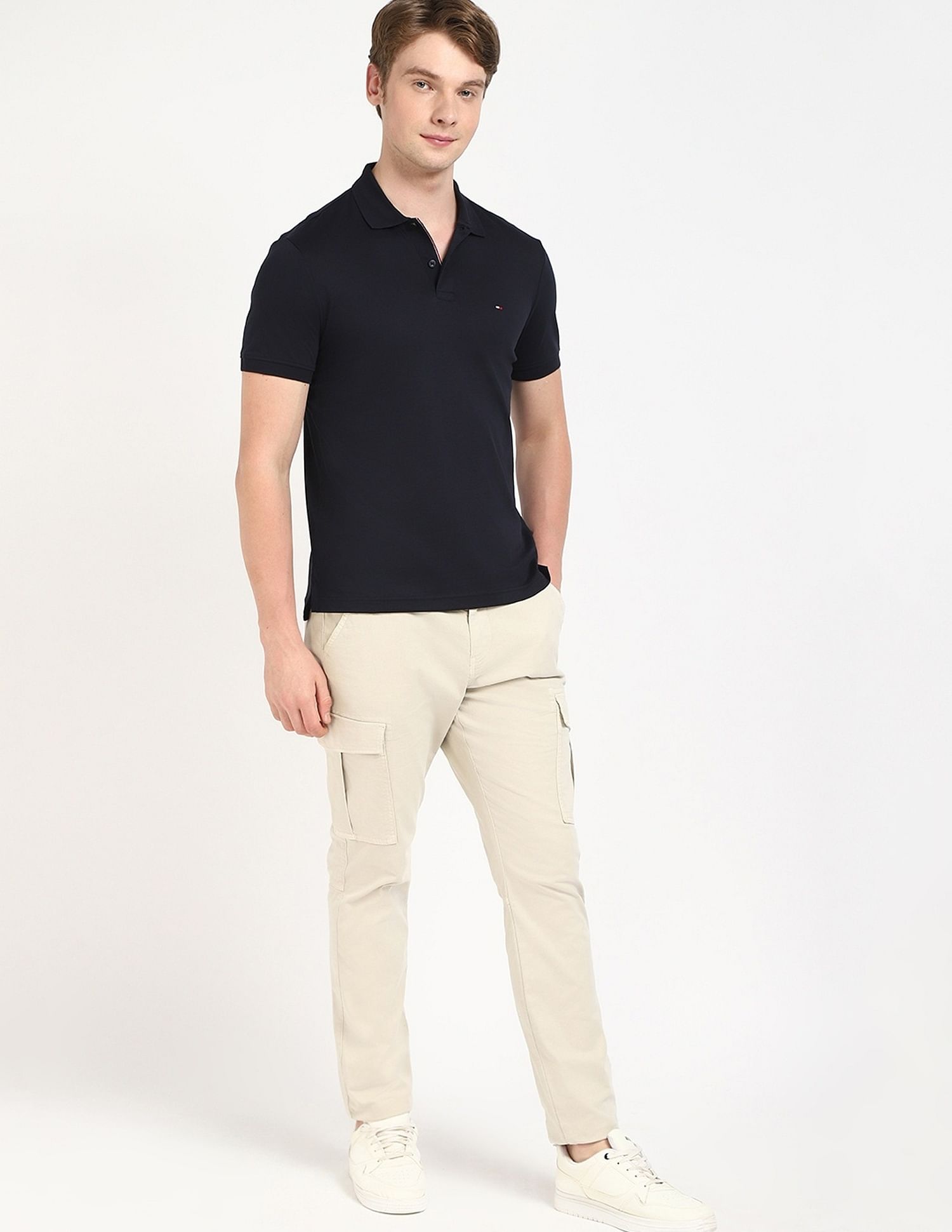 Tommy Hilfiger Solid Regular-Fit Cotton Polo Shirt