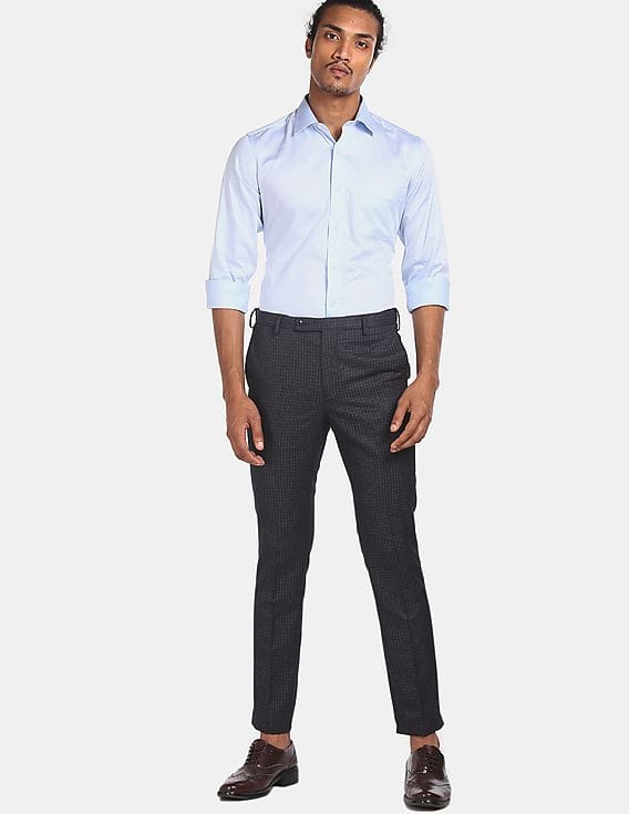 Light Blue Cotton Solid Formal Shirt 