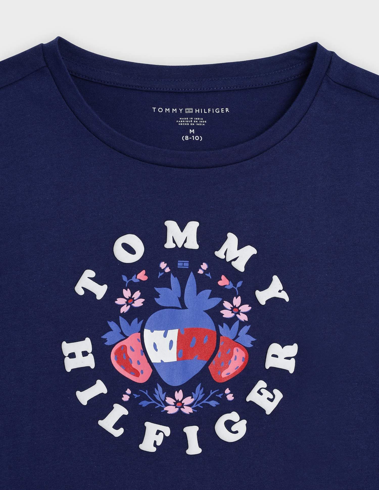 Tommy Hilfiger Kids Girls Graphic Regular Fit Cotton T-Shirt