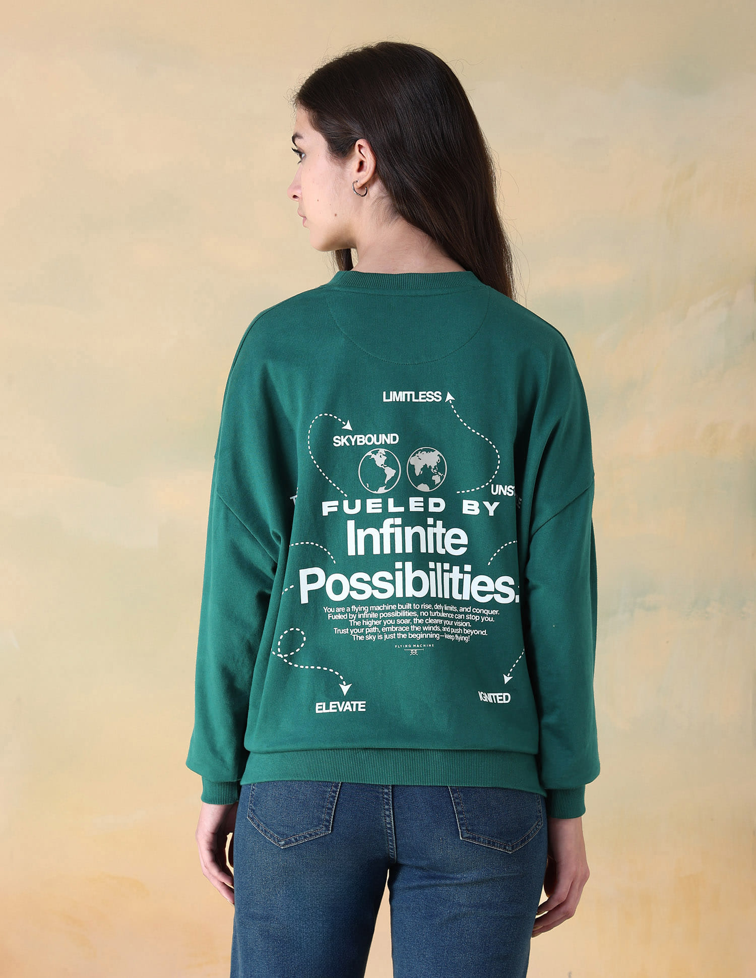 Buy Flying Machine Women Drop Shoulder Fit Typography Printed