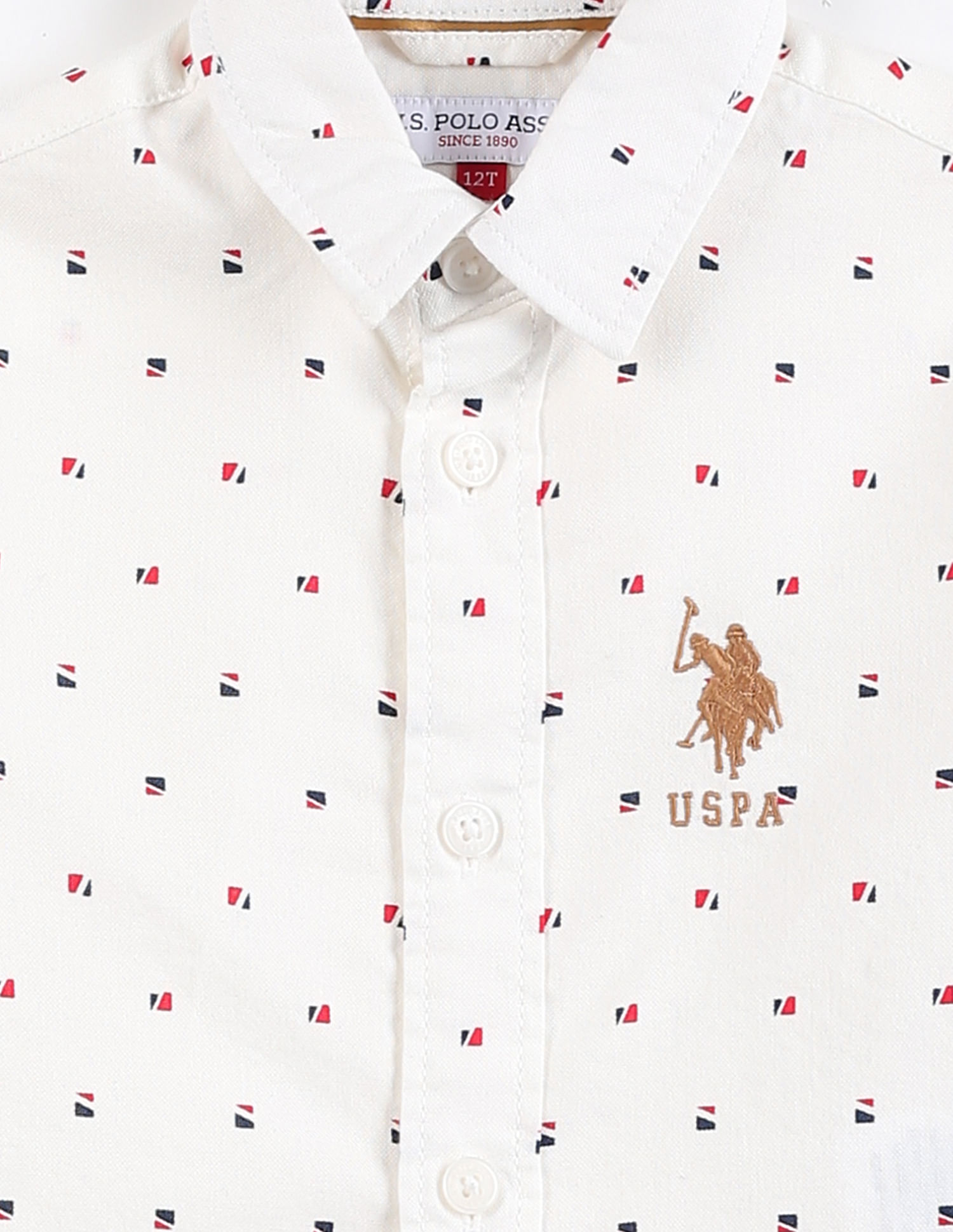 U.S. Polo Assn. Kids Boys Geometric Print Dobby Cotton Shirt