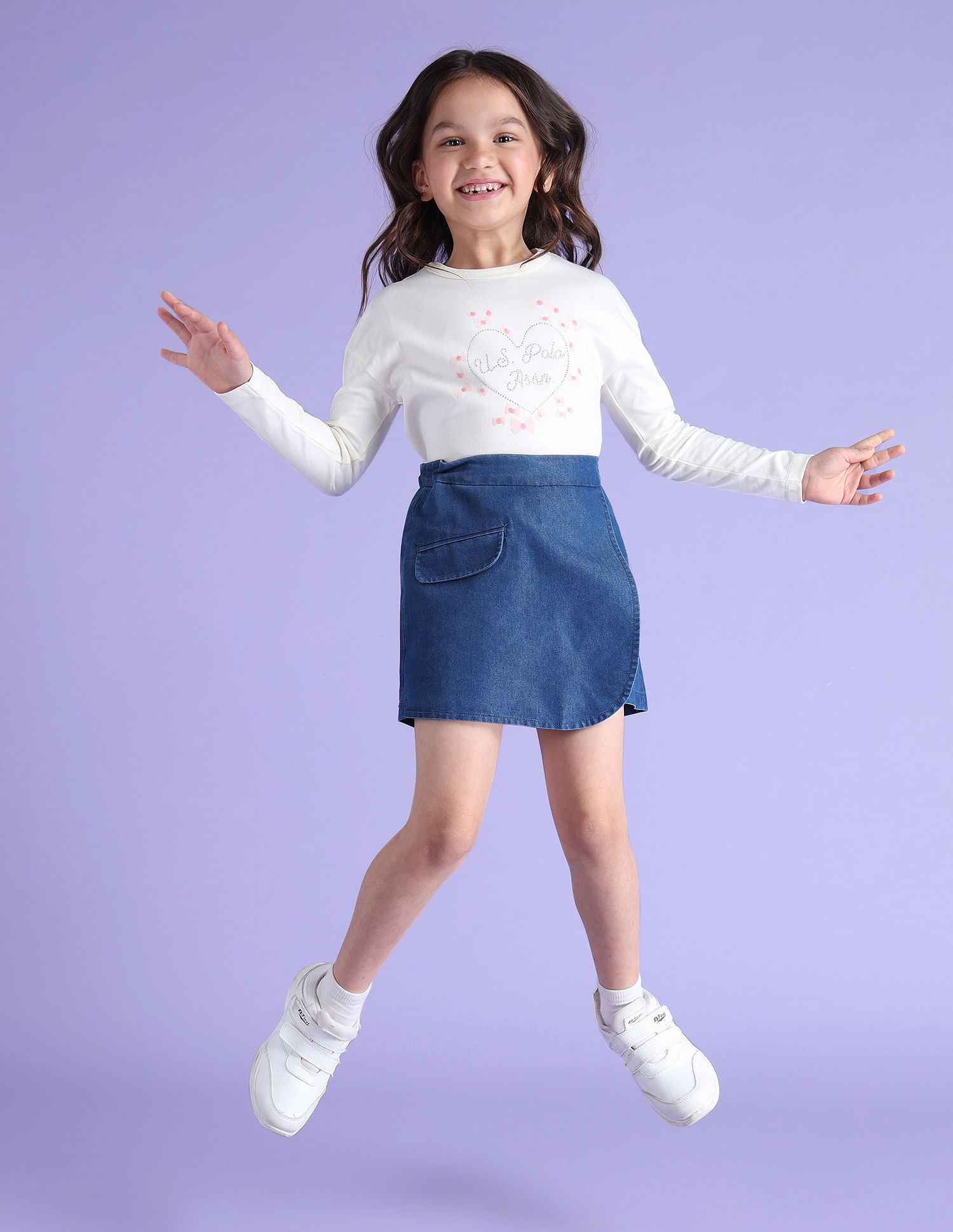 U.S. Polo Assn. Kids Girls Cotton Denim Skorts