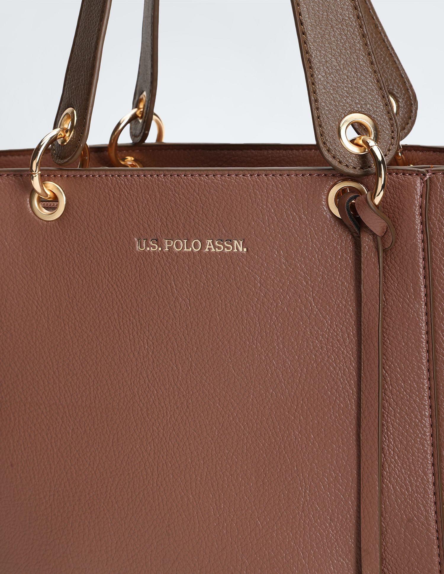 U.S. Polo Assn. Women Metallic Monogram Solid Tote Bag