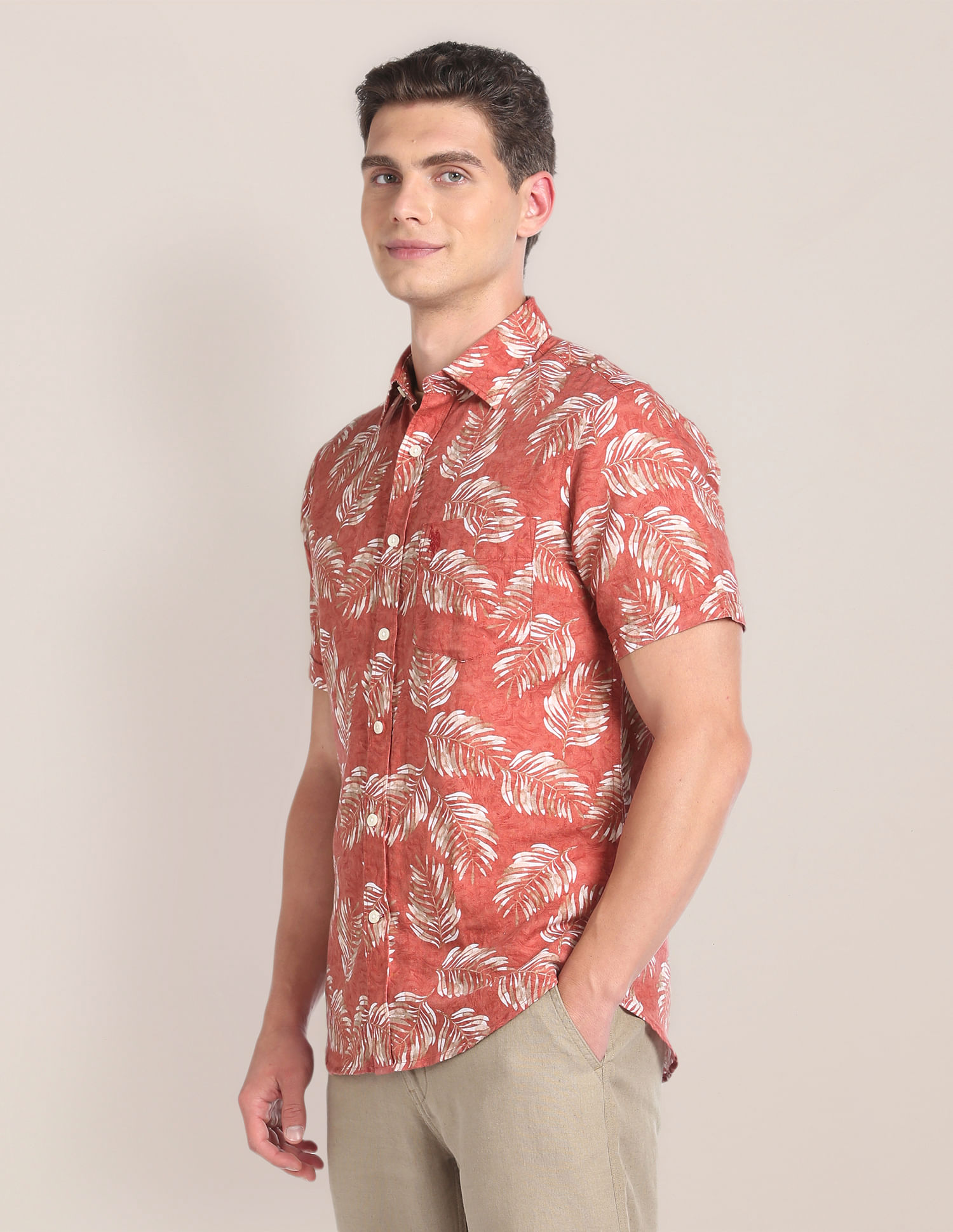 U.S. Polo Assn. Tropical Print Linen Shirt