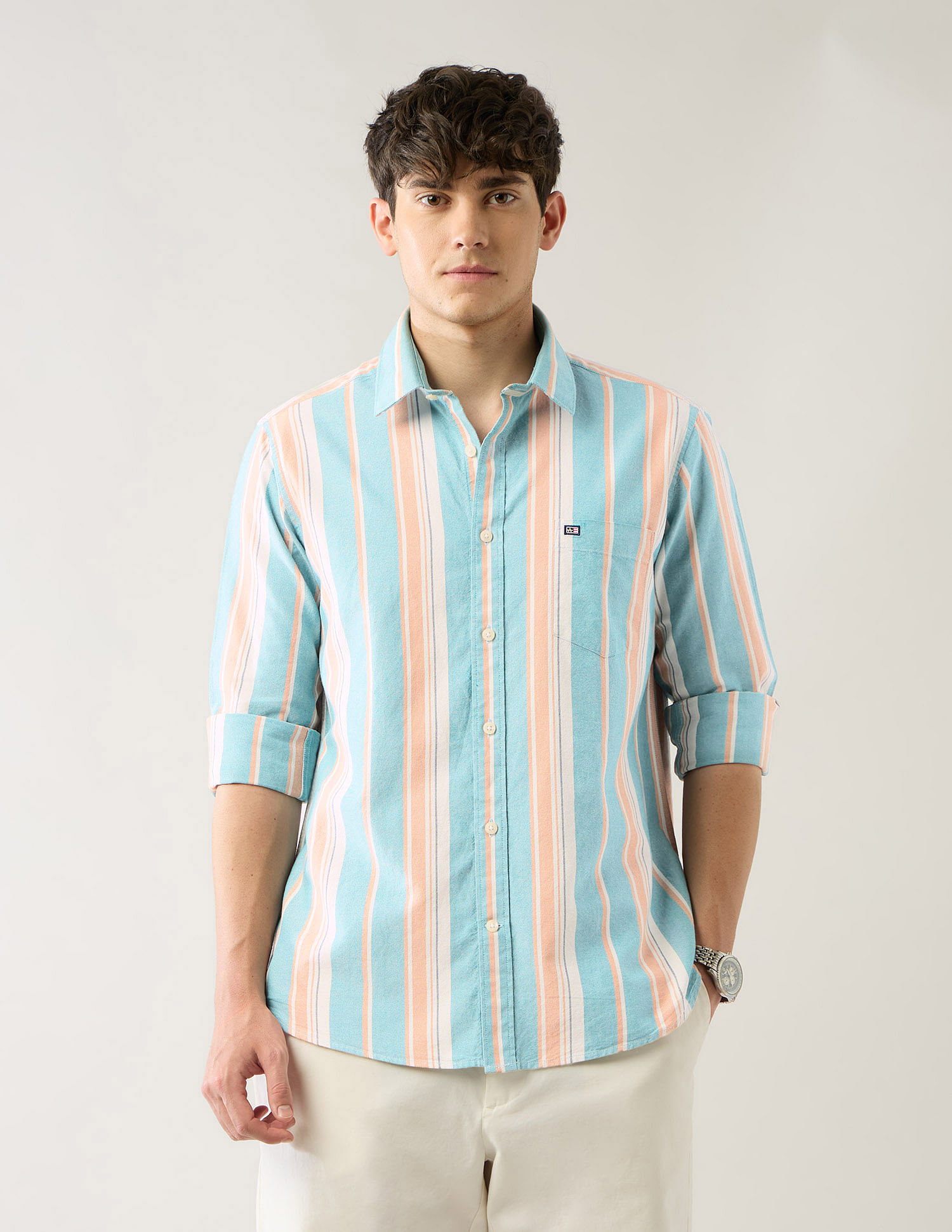 Arrow Sport Vertical Striped Tailored Fit Shirt