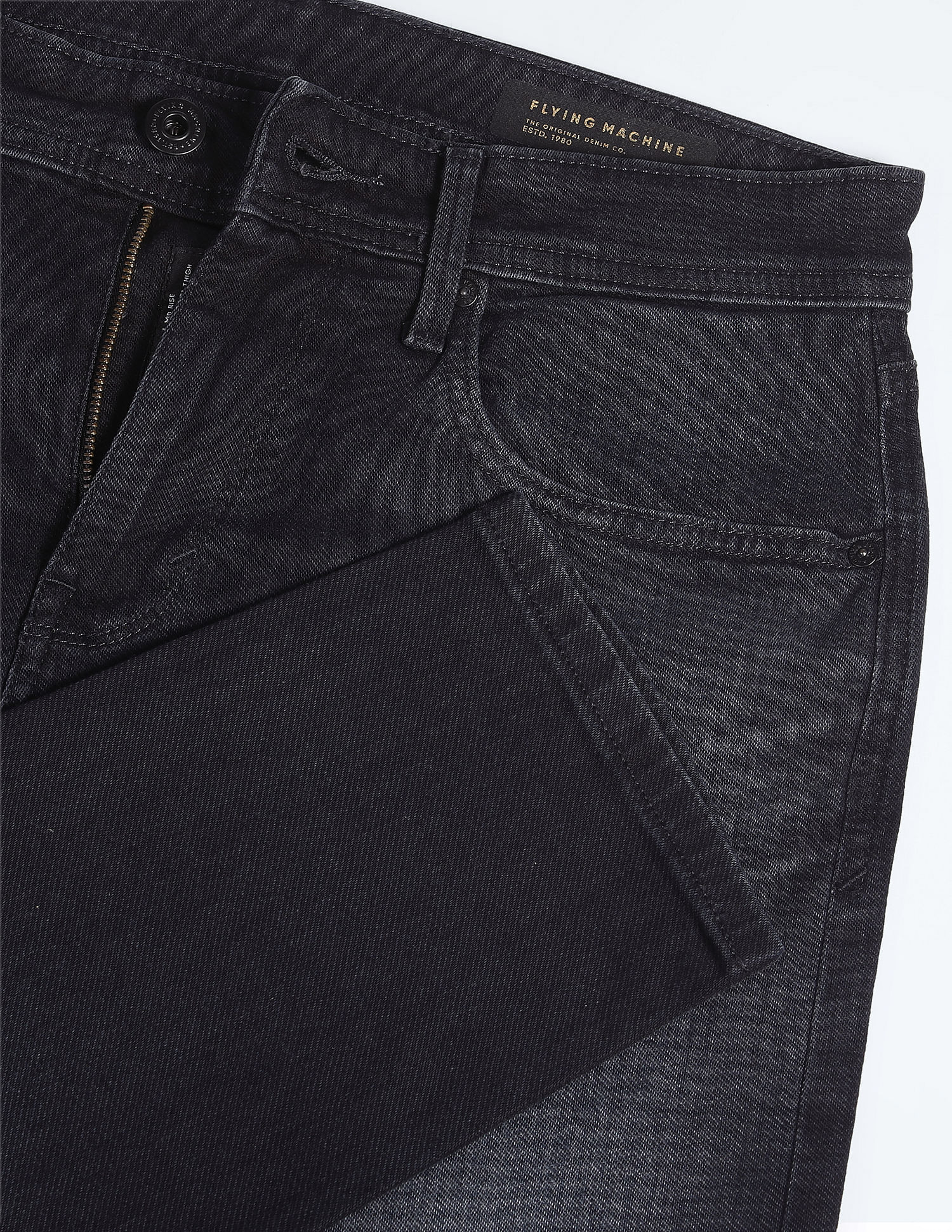 Flying Machine Mid Rise Slash Slim Tapered Jeans