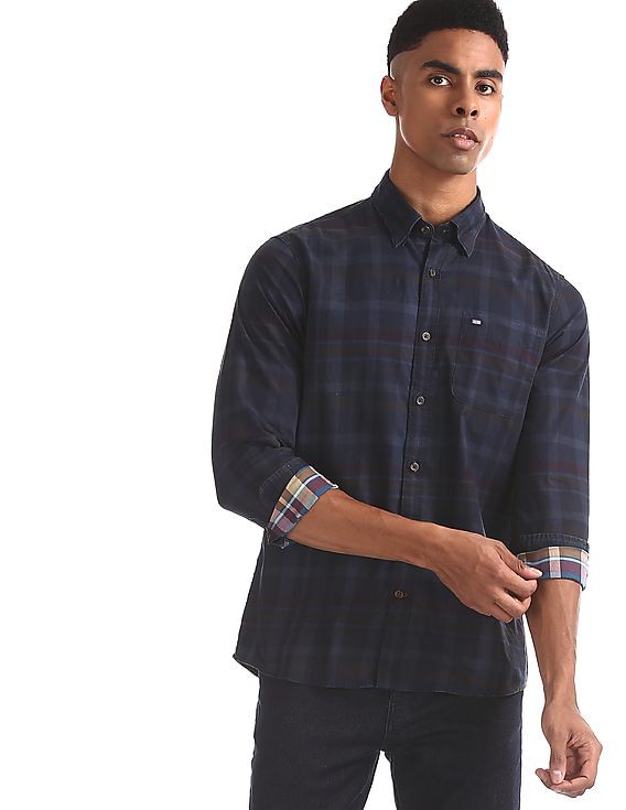 Buy Arrow Sports Concealed Collar Check Shirt - NNNOW.com