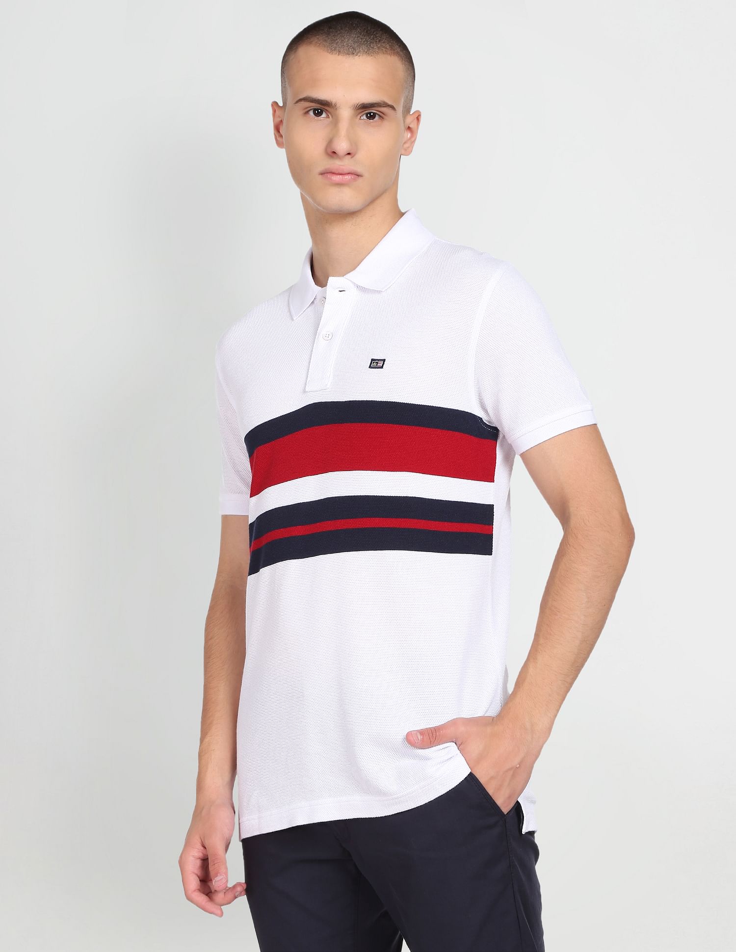 Arrow Sports Striped Jacquard Polo Shirt