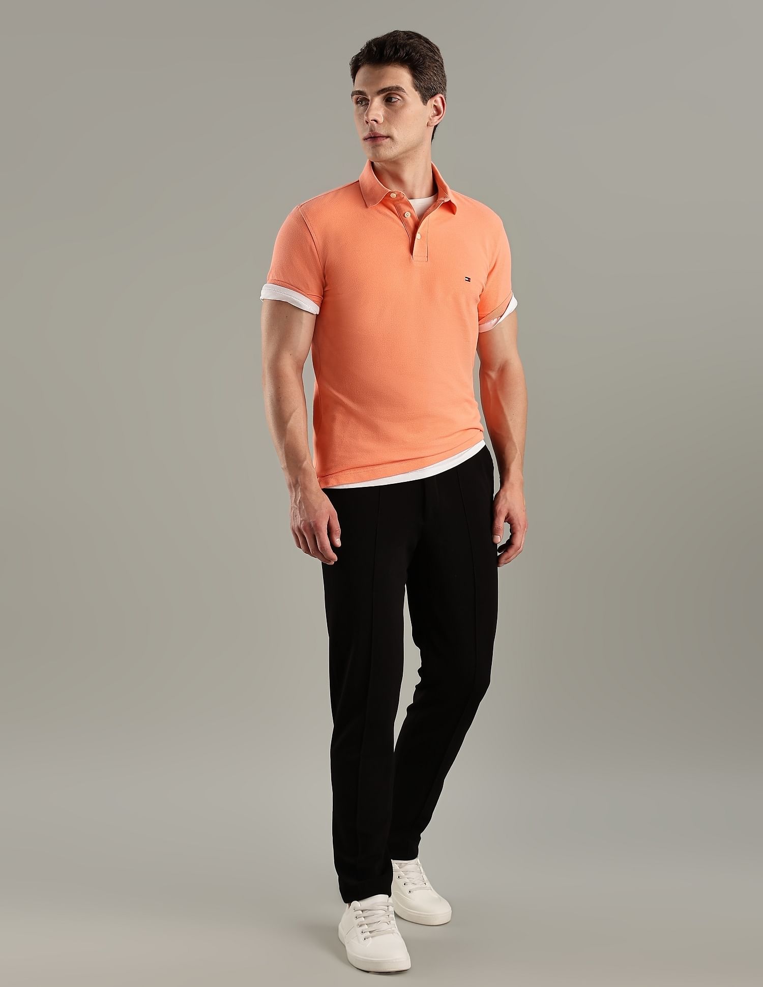 Tommy Hilfiger Solid Slim-Fit Cotton Polo T-Shirt
