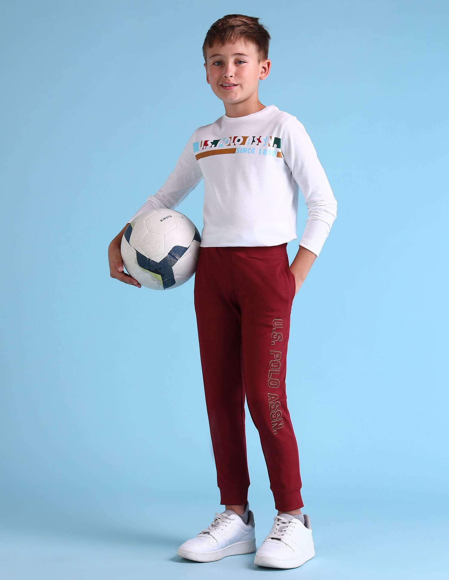 U.S. Polo Assn. Kids Boys Brand Embroidered Regular Fit Track Pants