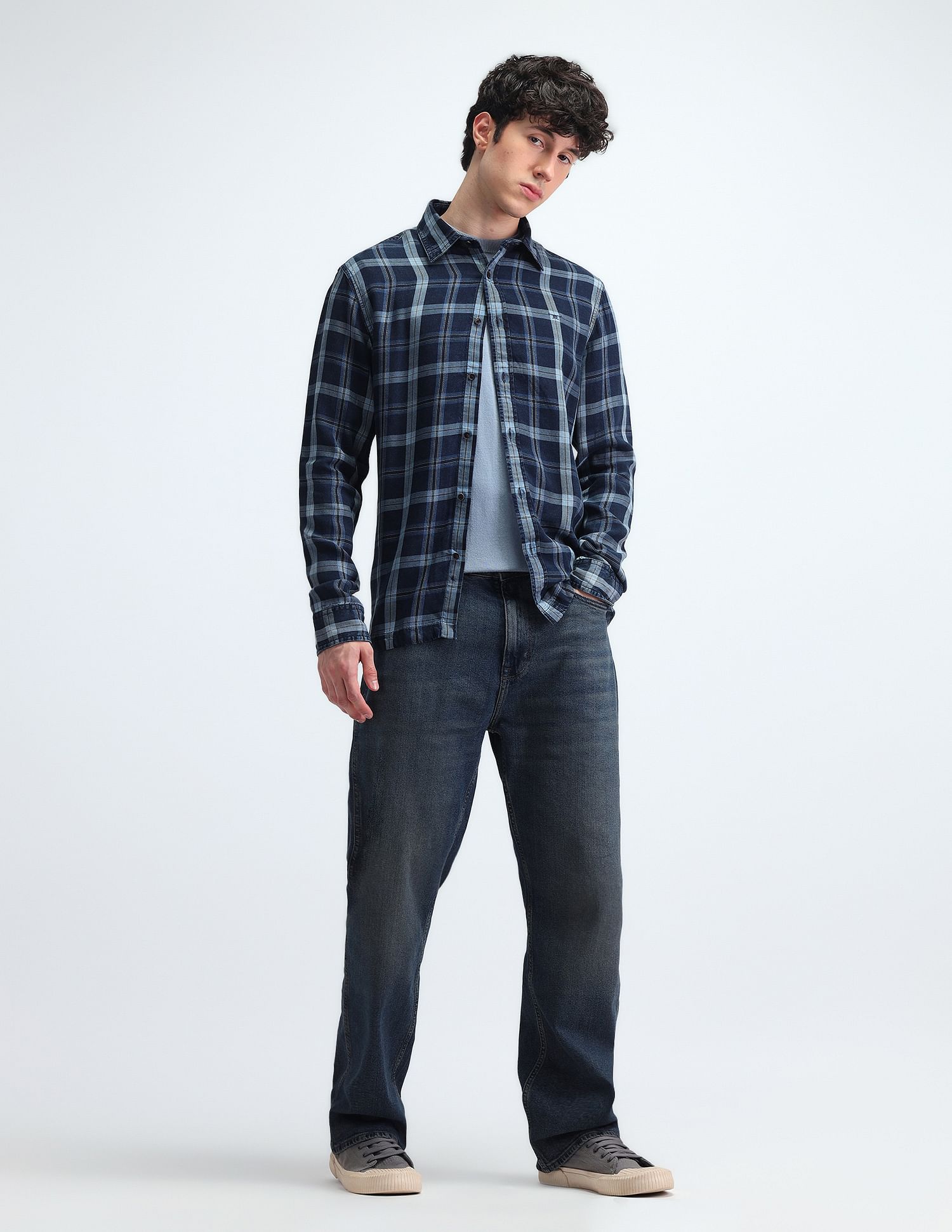Flying Machine Tartan Checked Twill Shirt