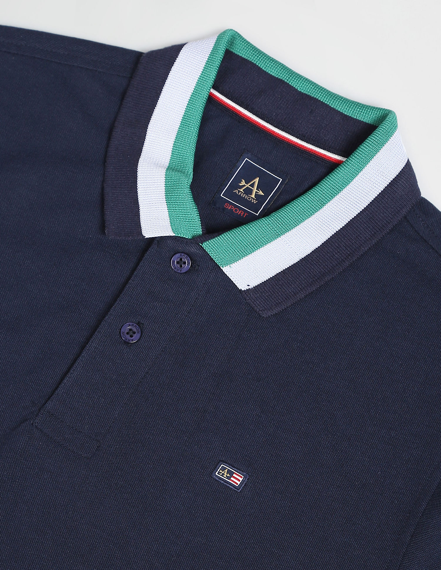 Arrow Sports Striped Collar Cotton Polo Shirt