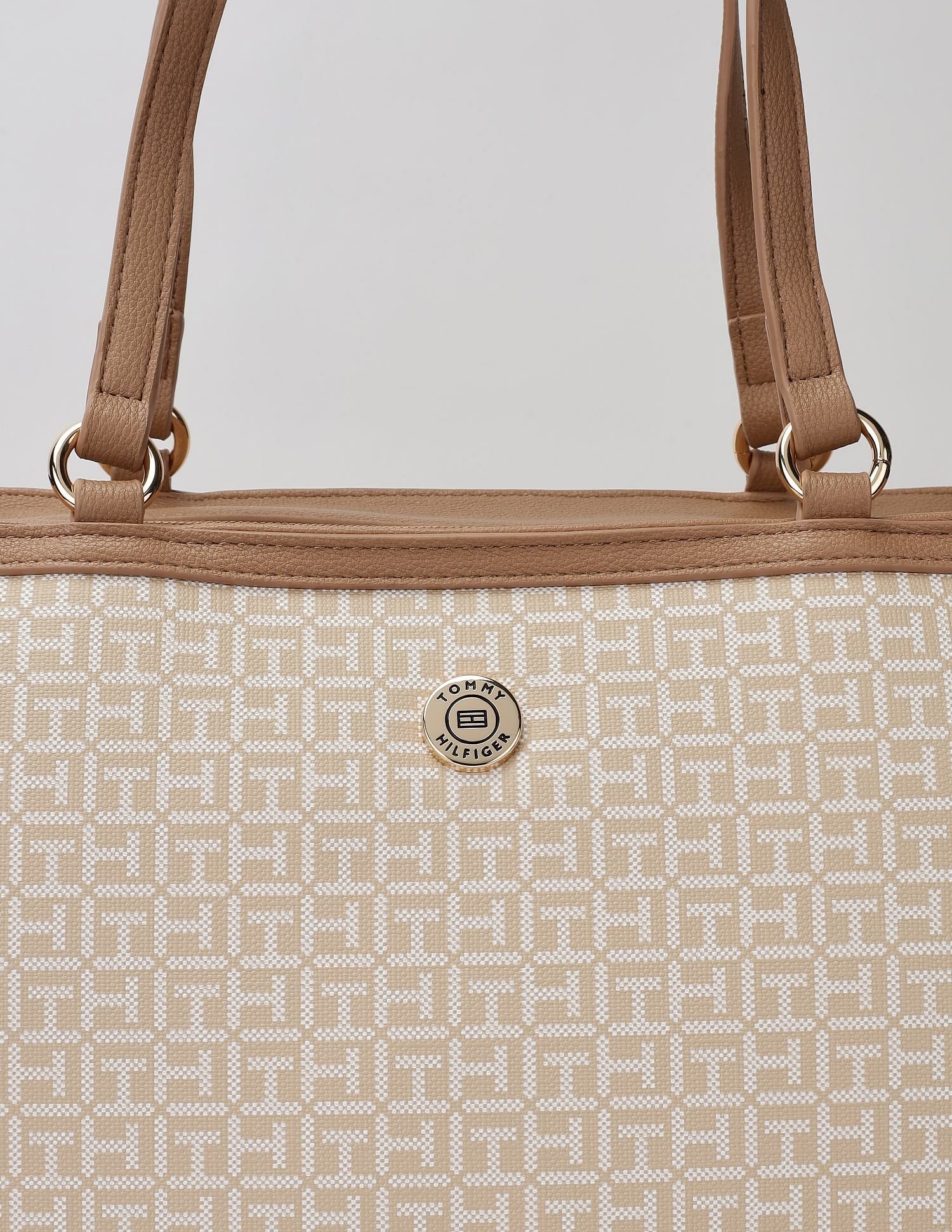 Tommy Hilfiger Logo Beige Pvc Tote Bag