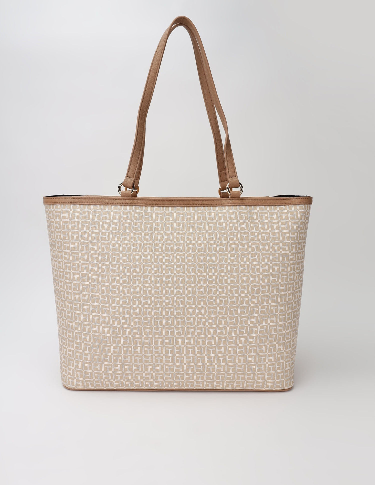 Tommy Hilfiger Logo Beige Pvc Tote Bag