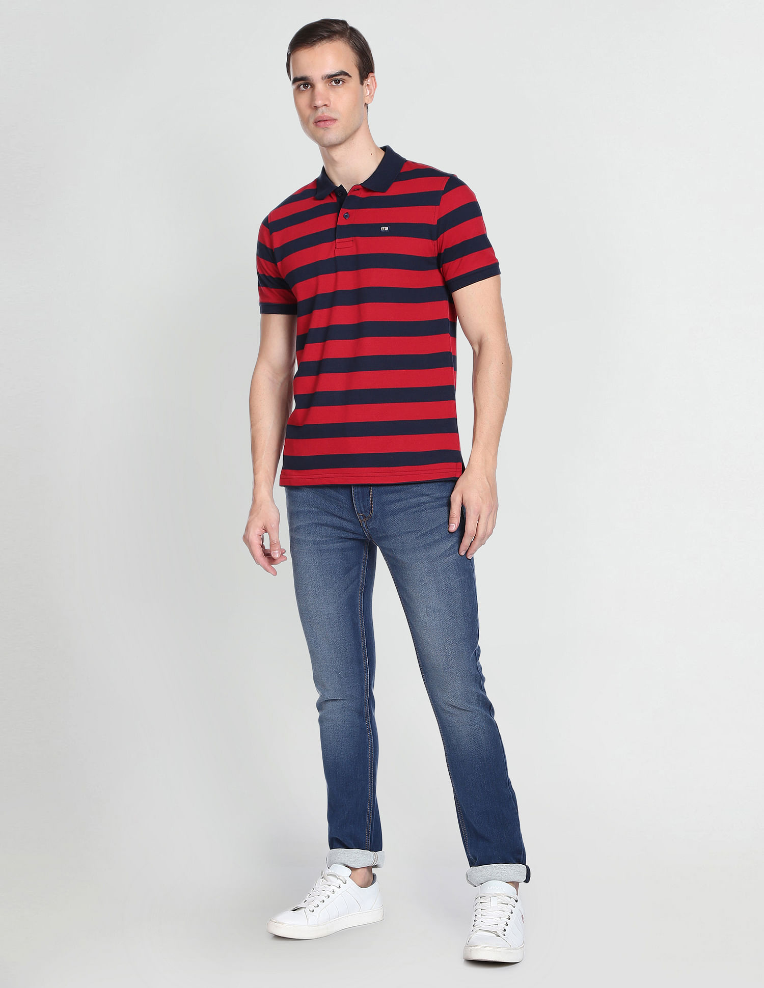 Arrow Sports Horizontal Stripe Polo Shirt