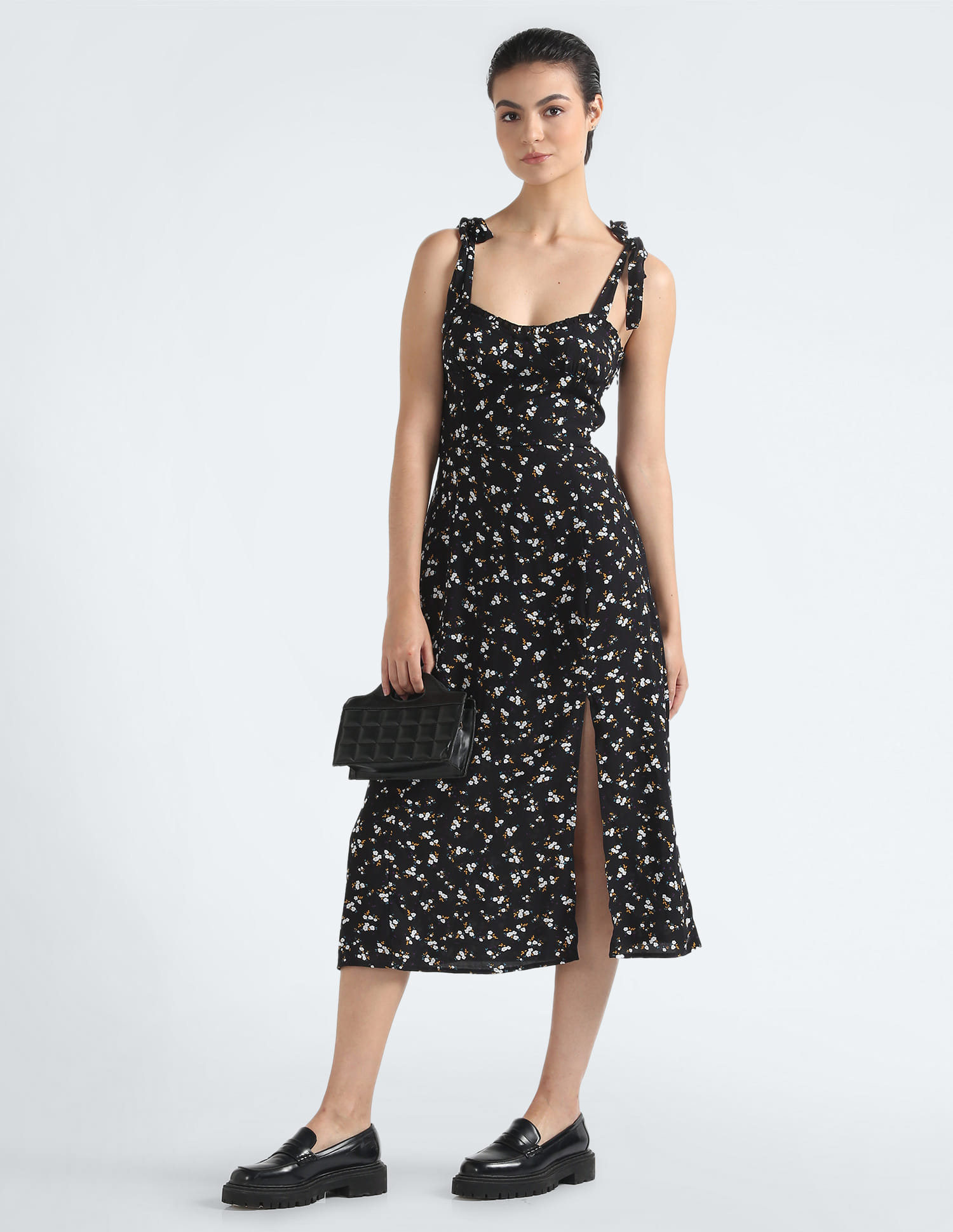 sachin and babi light blue dress Dolce&Gabbana Polka Dot Long Sleeve Belted Chiffon Midi Dress main image 1