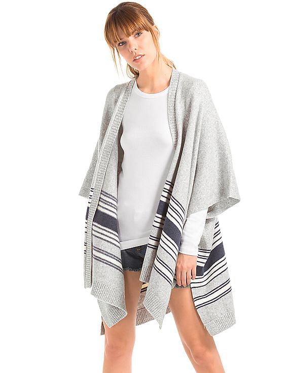 Buy GAP Women Women Grey Mix Stripe Poncho NNNOW