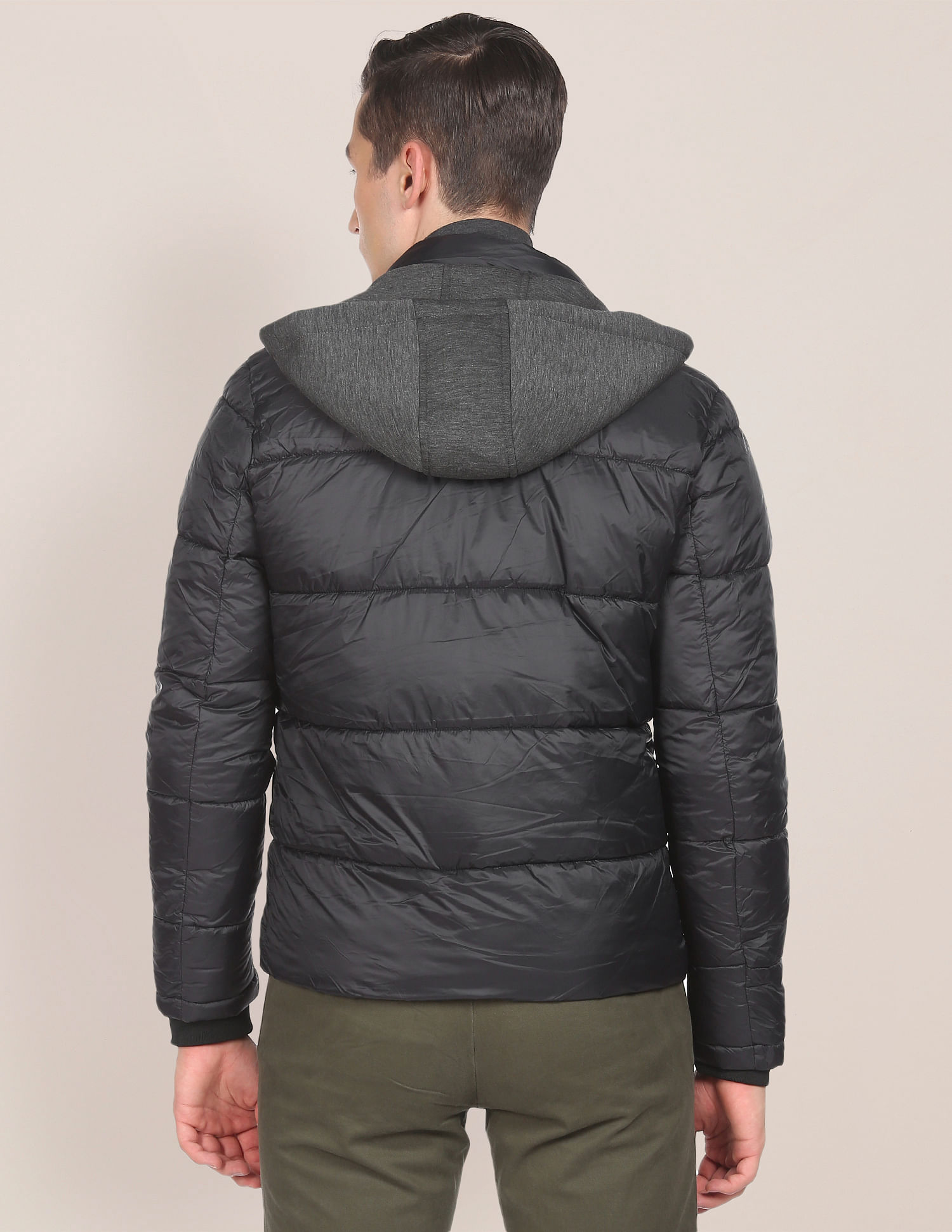U.S. Polo Assn. Detachable Hood Nylon Solid Puffer Jacket