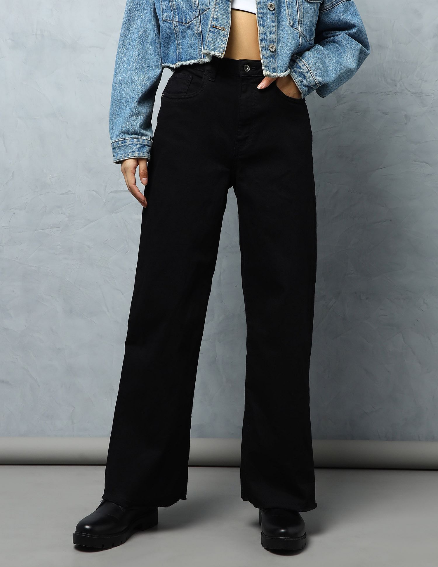 Flying Machine Women High Rise Wide Leg Fit Jeans
