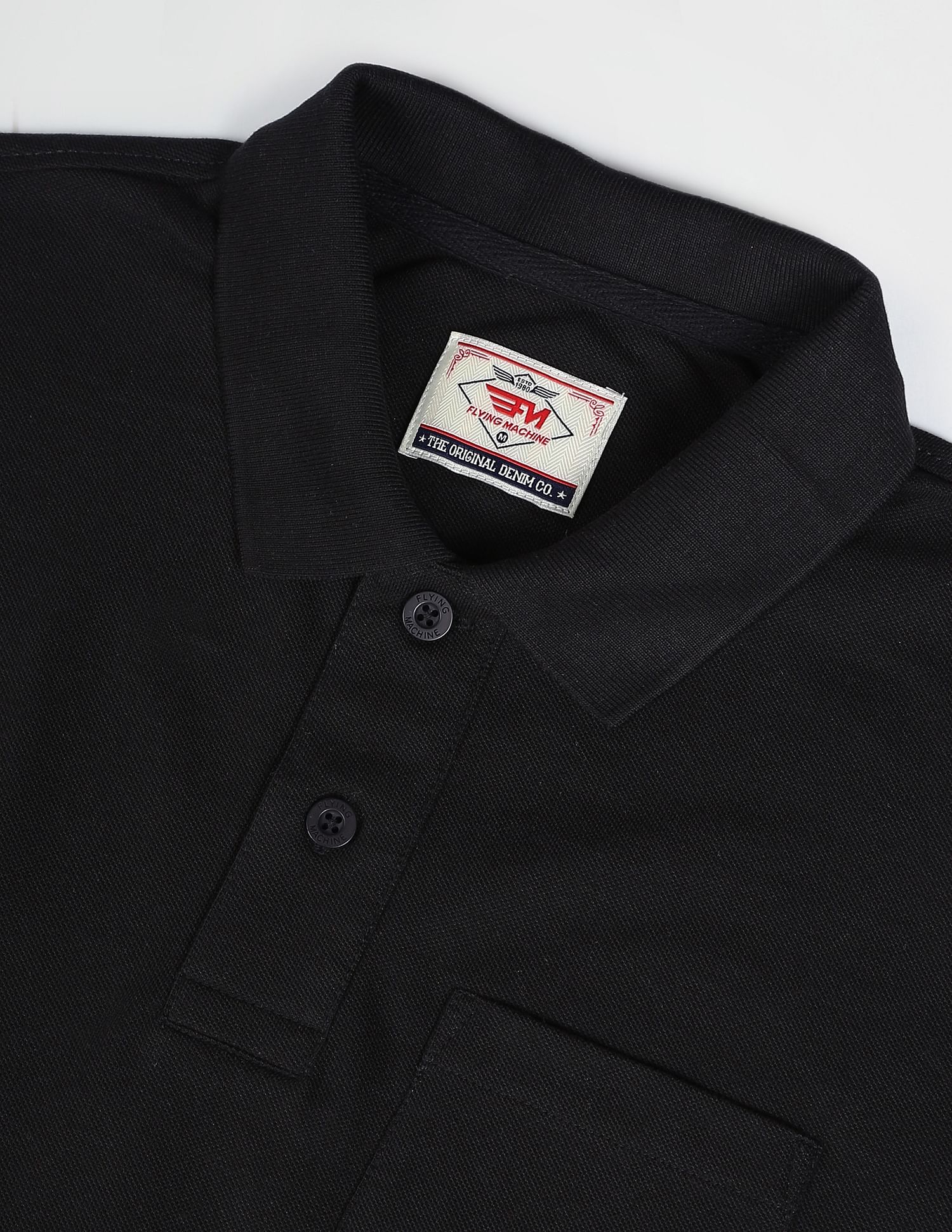 Flying Machine Solid Cotton Pique Polo Shirt