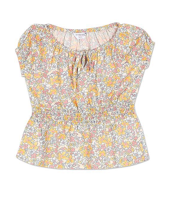 U.S. Polo Assn. Kids Floral Print Peplum Top