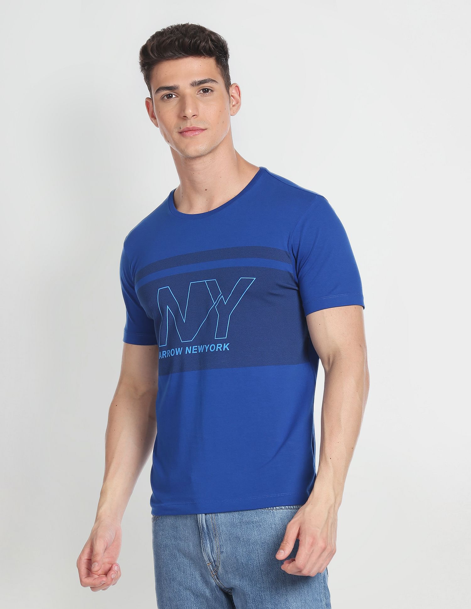Arrow Newyork Colour Block Printed T-Shirt