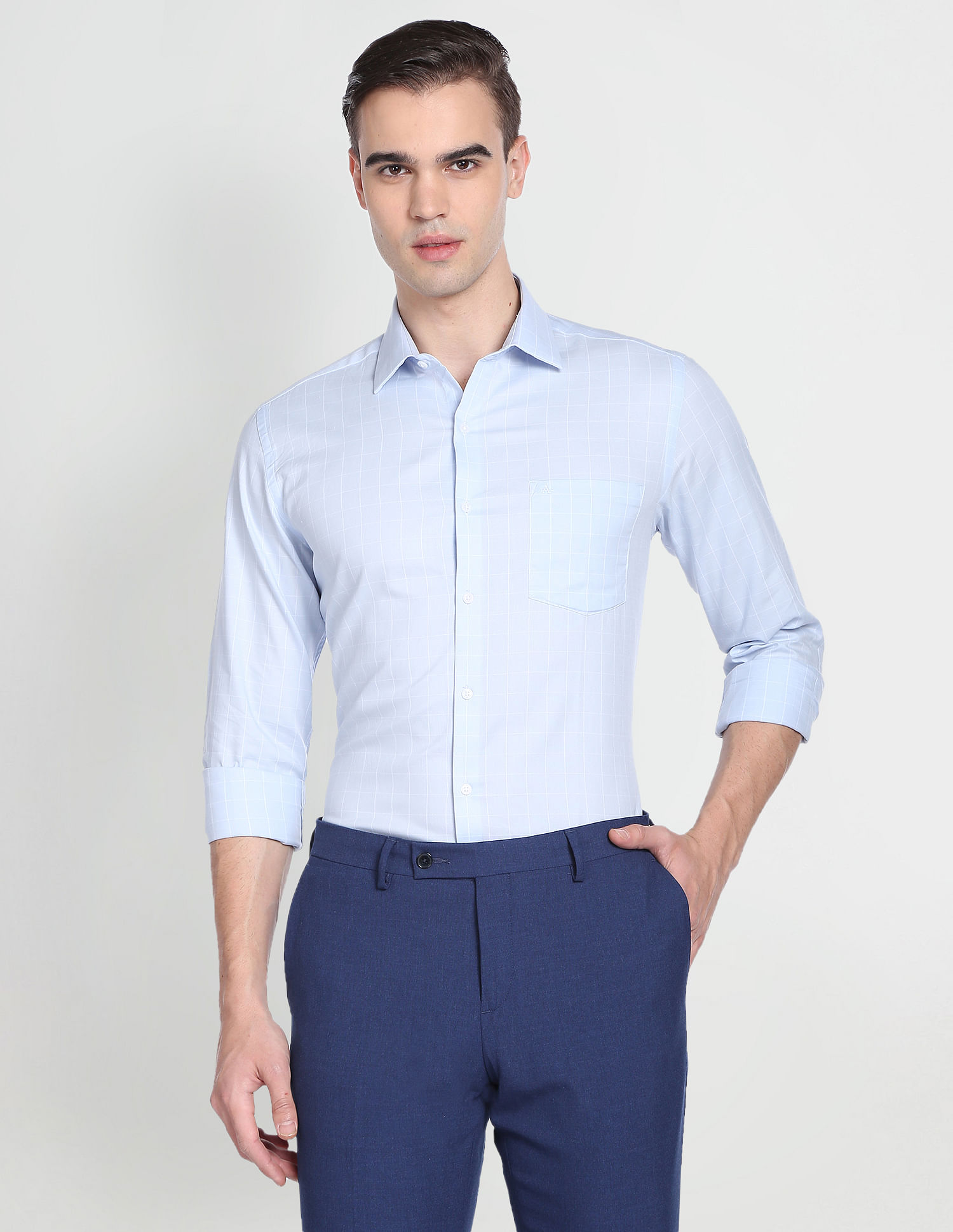 Arrow Cutaway Collar Windowpane Check Formal Shirt