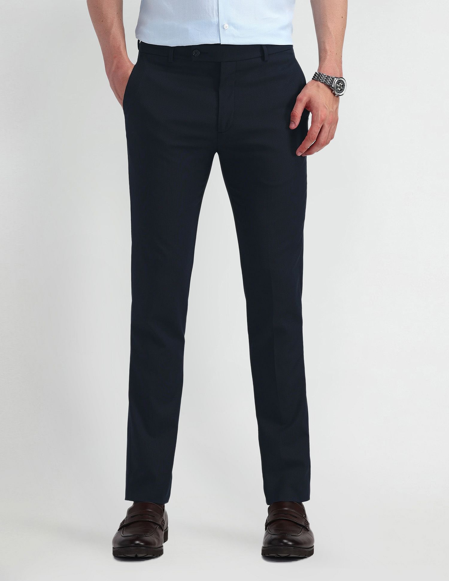 Arrow Slim Fit Mid Rise Trousers