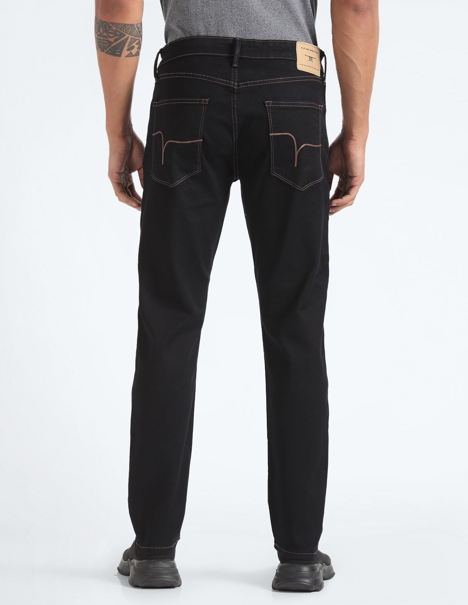 Flying Machine Mid Rise Slash Slim Tapered Jeans