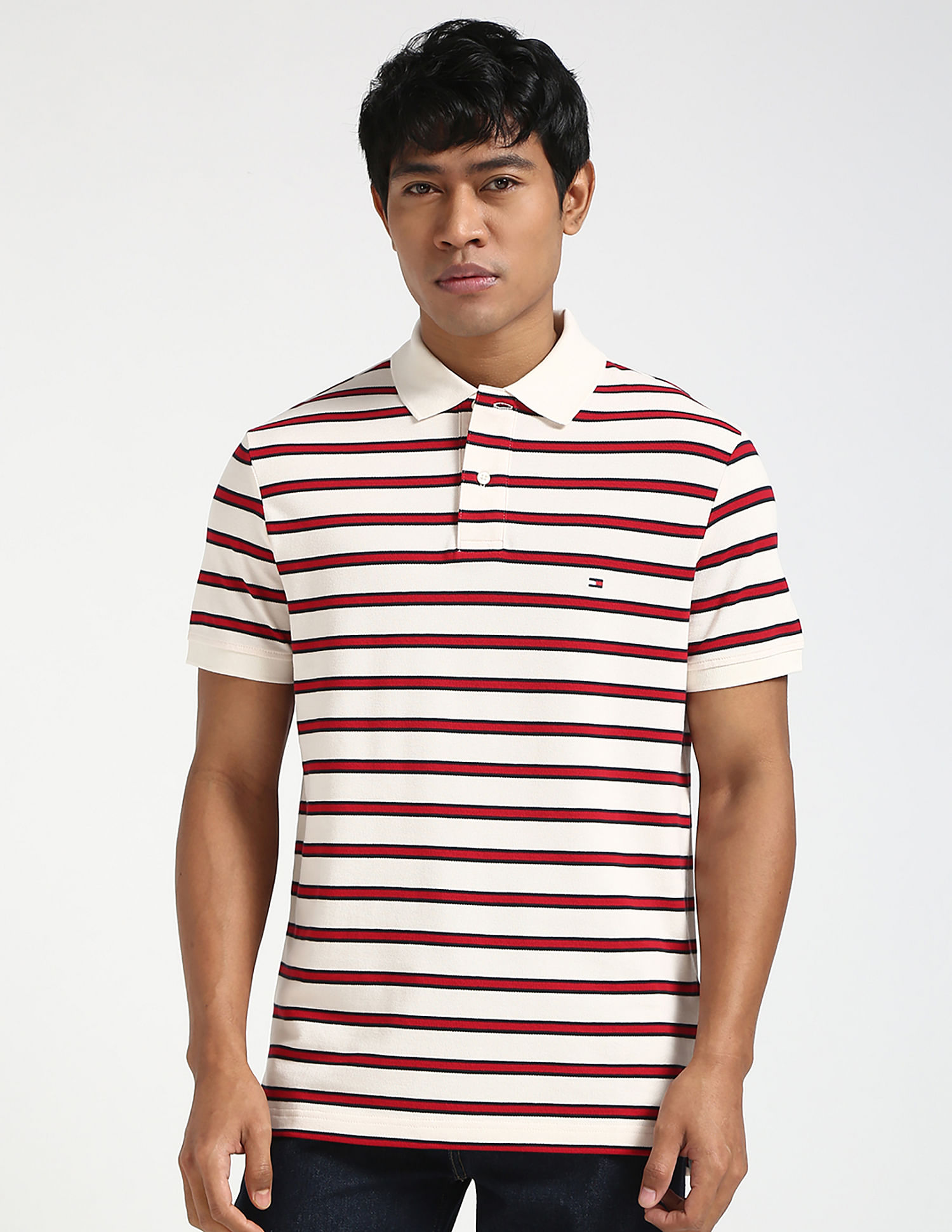 Tommy Hilfiger Striped Regular-Fit Cotton Polo Shirt