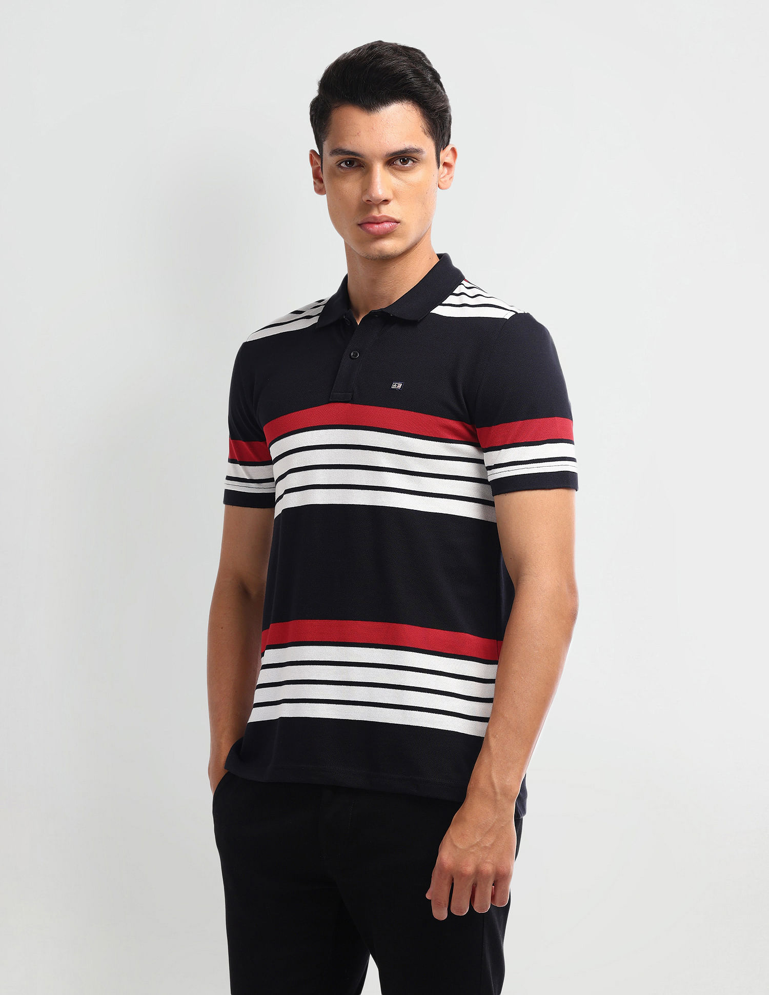 Arrow Sport Horizontal Stripe Regular Fit Polo Shirt