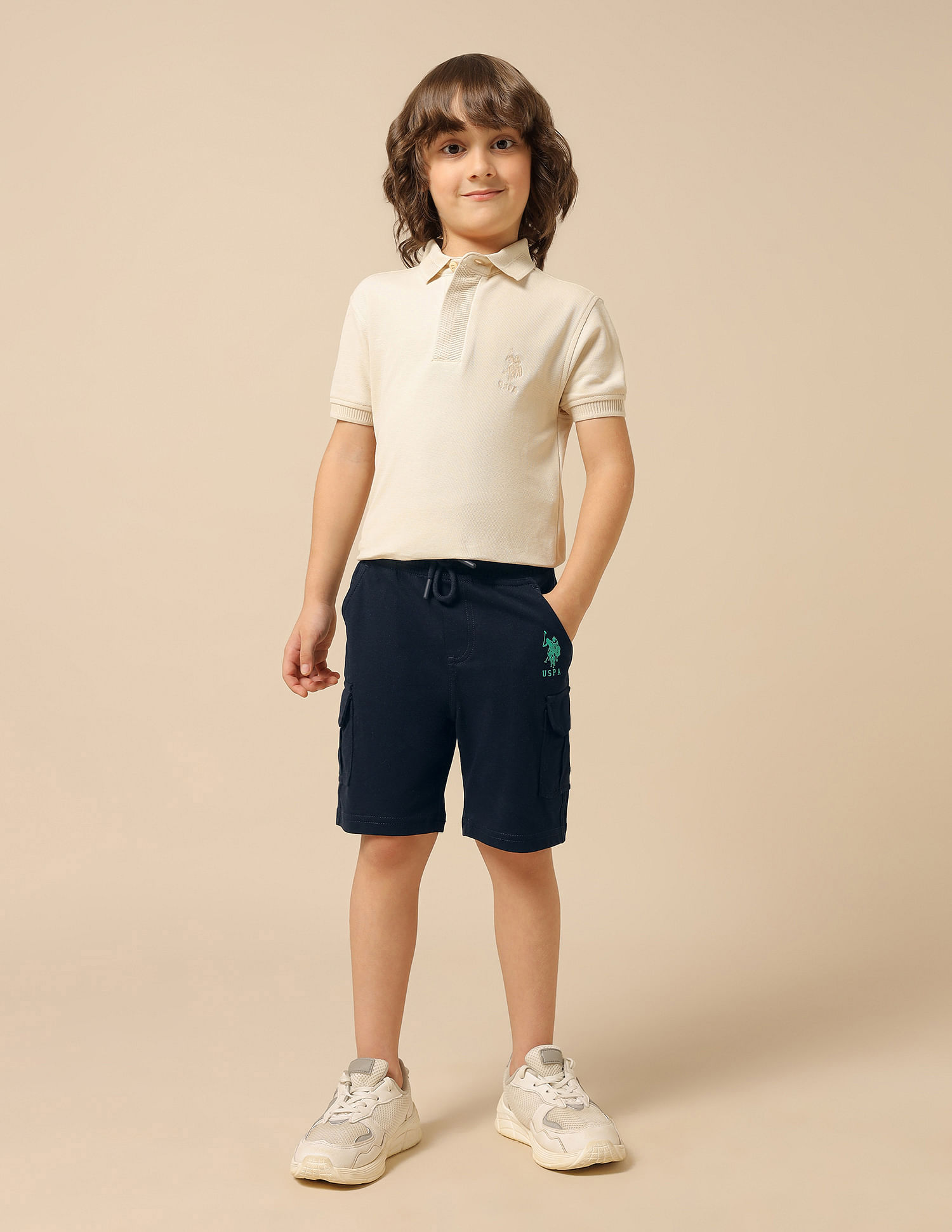 U.S. Polo Assn. Kids Boys Pure Cotton Solid Shorts
