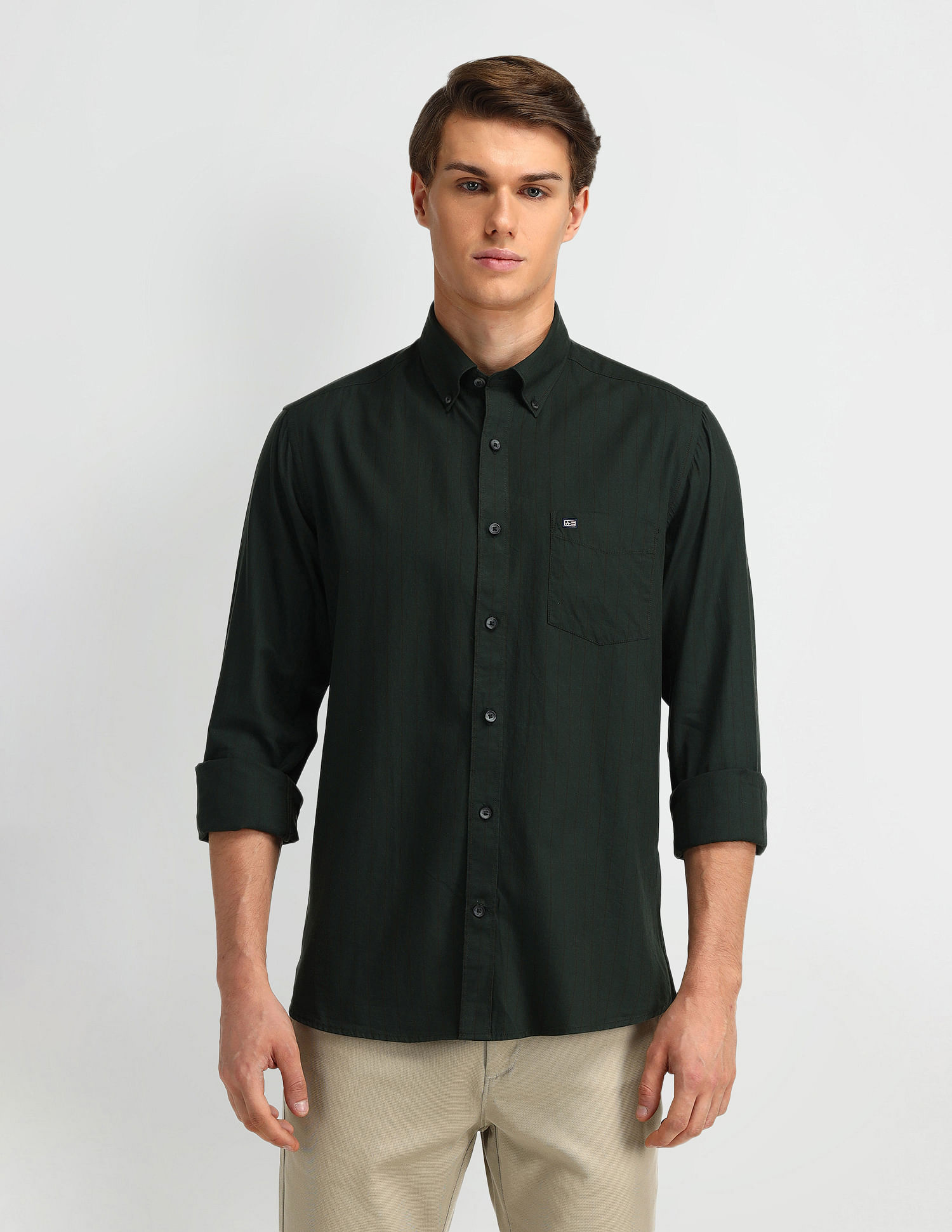 Arrow Sport Vertical Striped Cotton Shirt