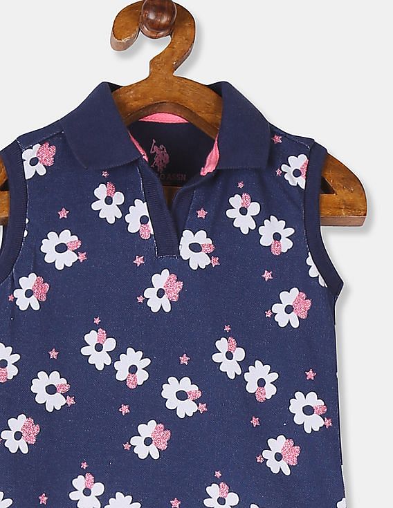U.S. Polo Assn. Kids Floral Print Sleeveless Polo Shirt