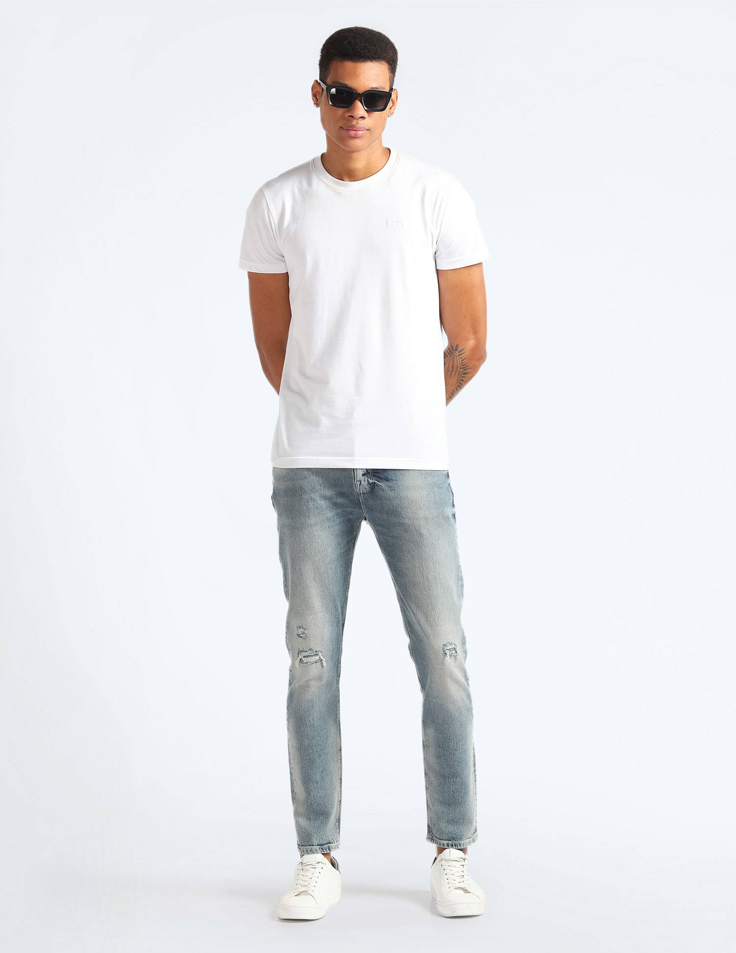 Flying Machine Slash Slim Tapered Fit Italian Jeans