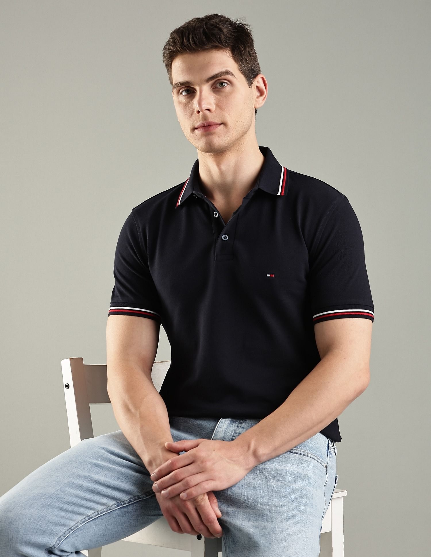 Tommy Hilfiger Solid Slim-Fit Cotton Polo T-Shirt