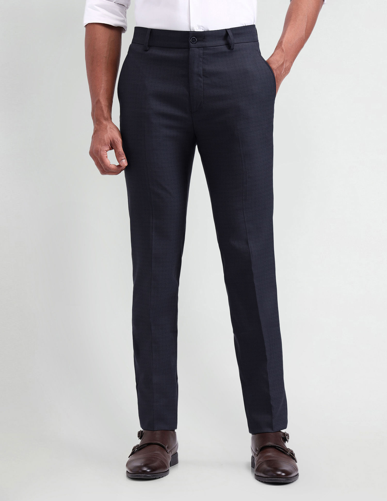 Arrow Newyork Checked Slim Fit Trousers