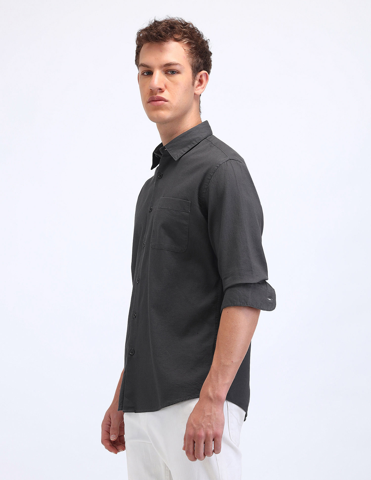 Flying Machine Textured Slim Fit Shirt