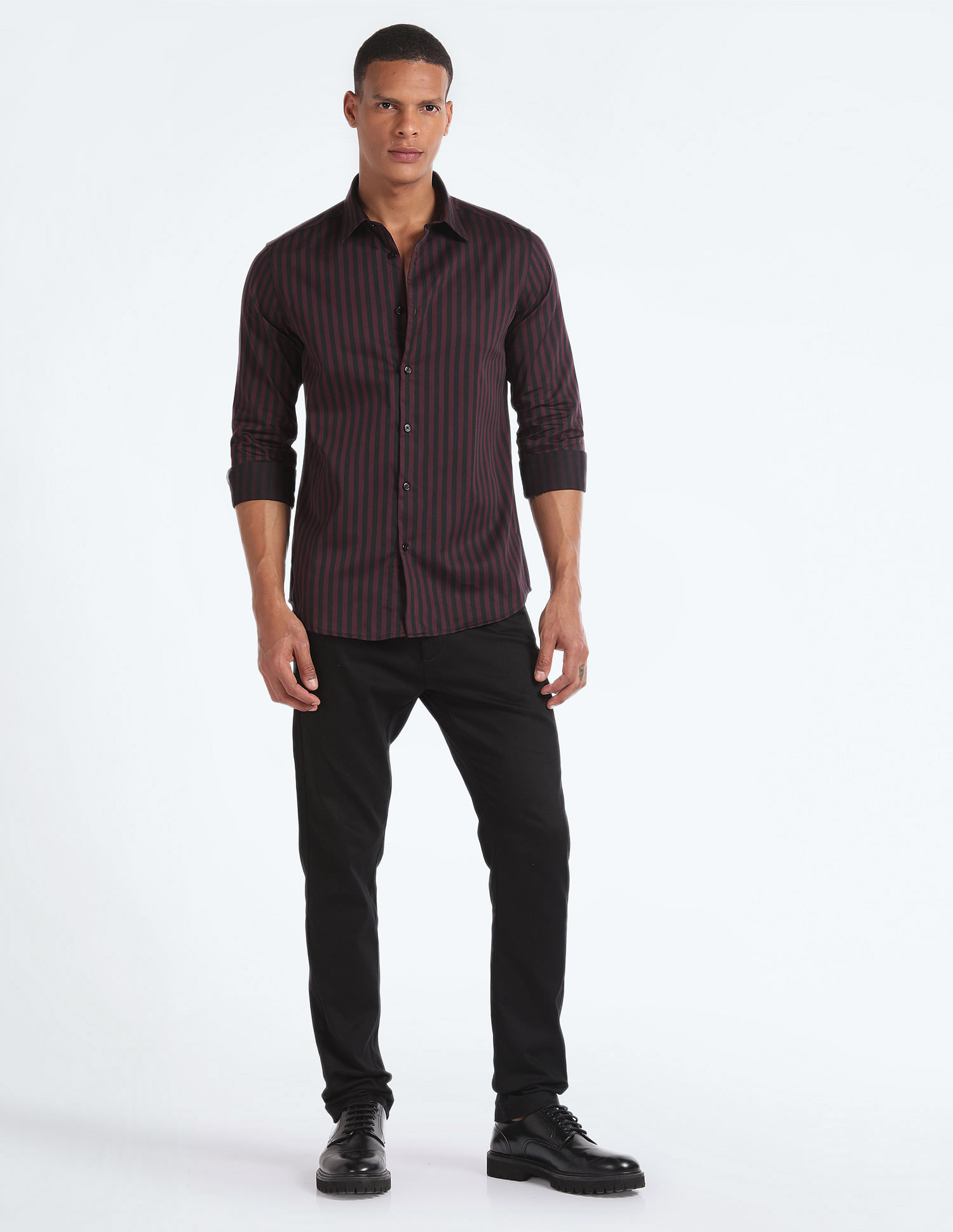 Flying Machine Vertical Stripe Slim Fit Shirt