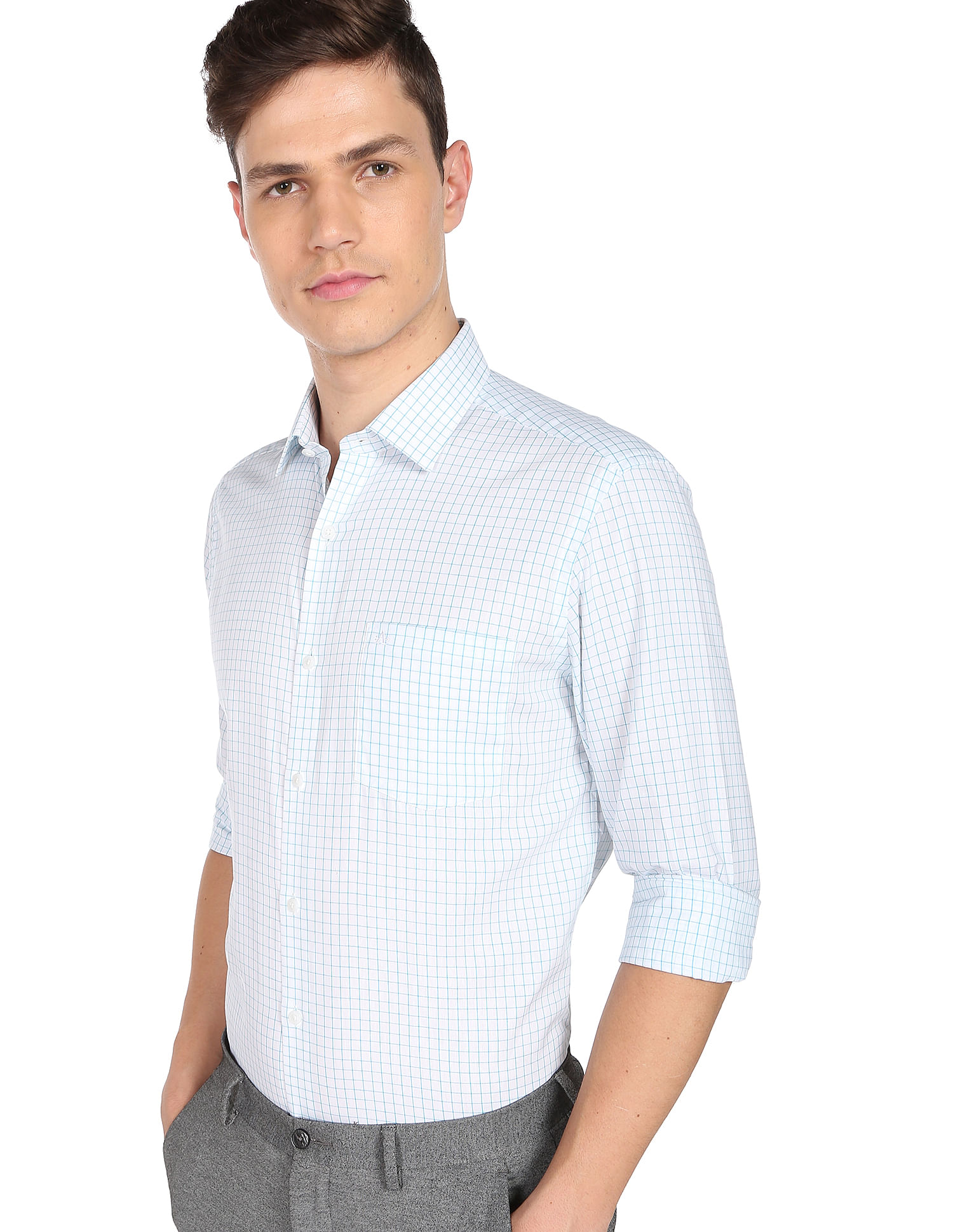 Arrow Manhattan Slim Fit Windowpane Check Shirt