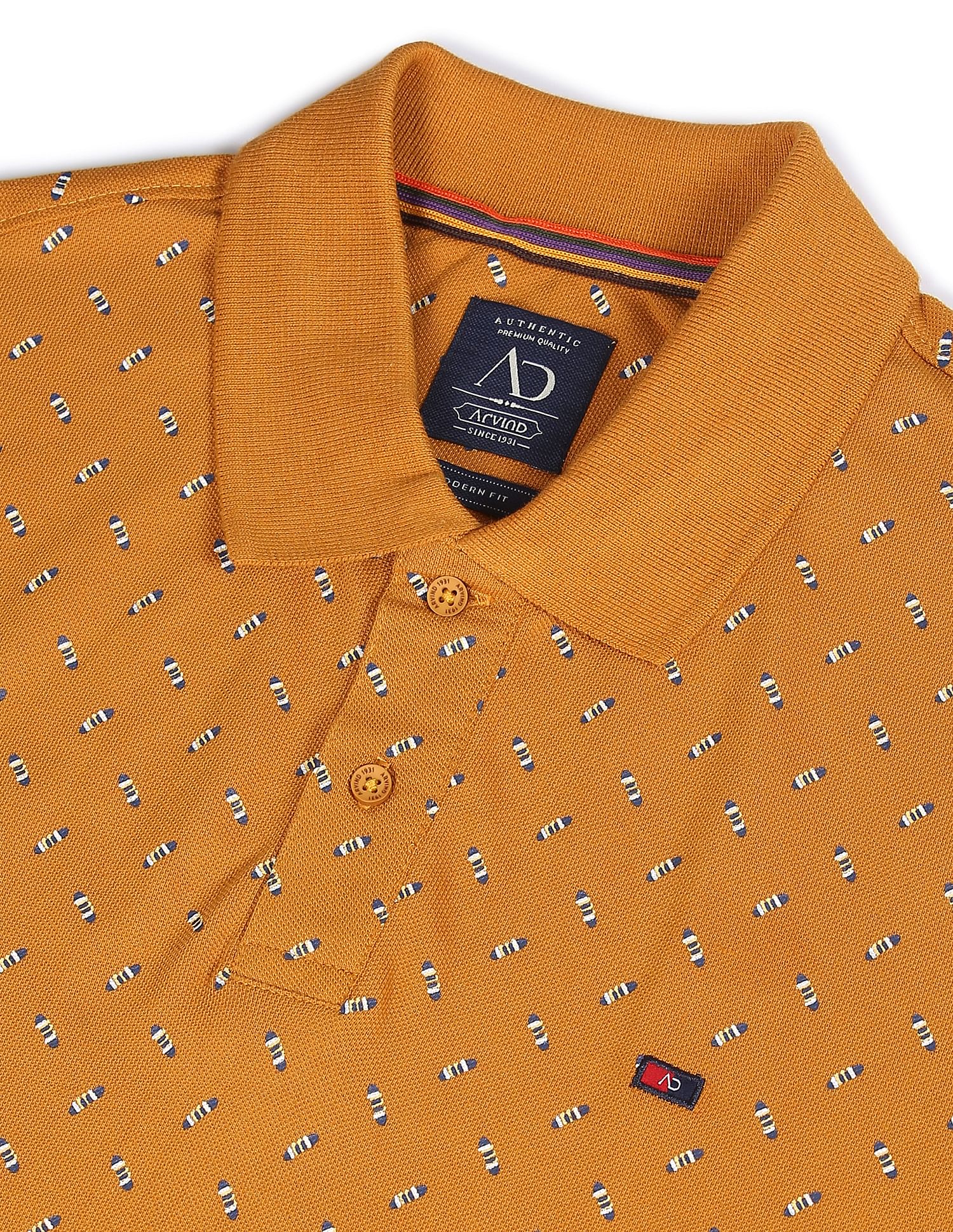 AD by Arvind Cotton Abstract Print Polo Shirt