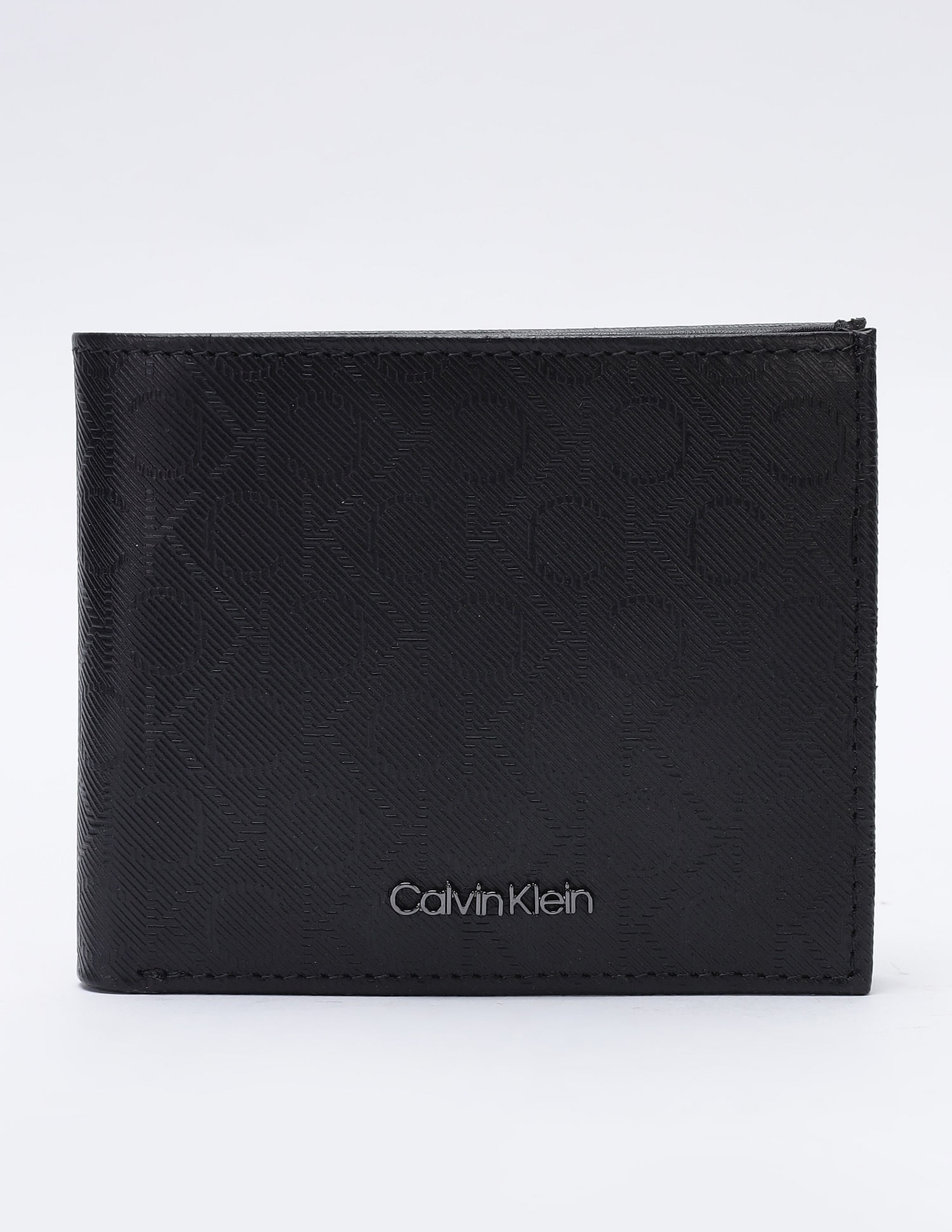 Calvin Klein Logo Black Leather Bi-Fold Wallet