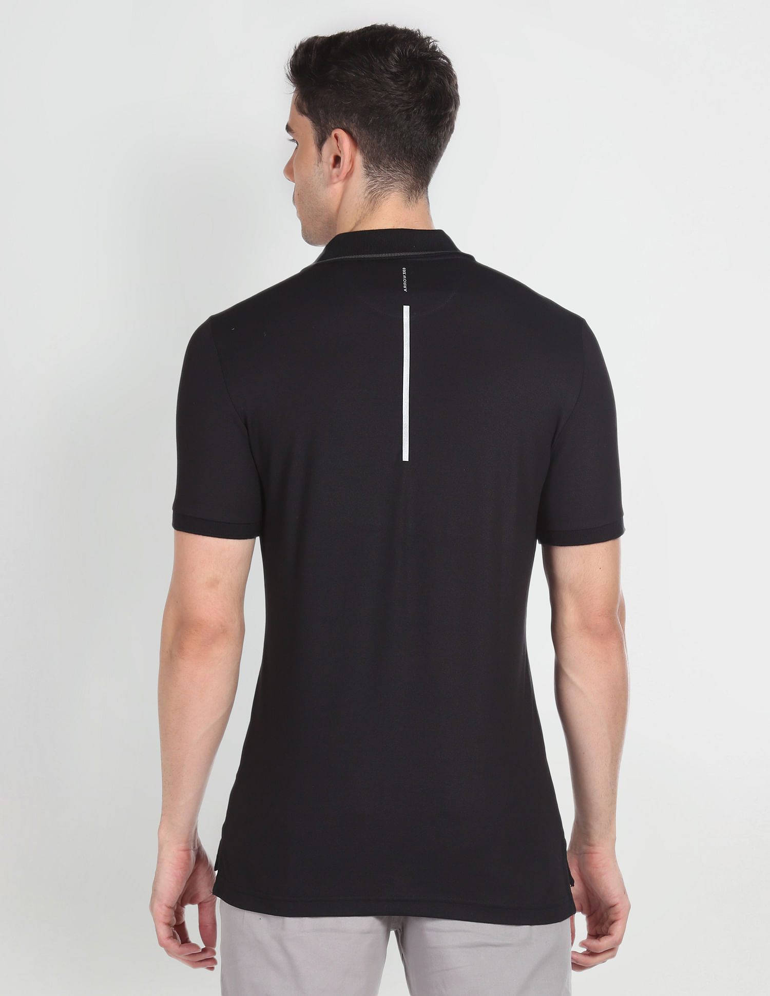 Arrow Newyork Striped Collar Solid Polo Shirt