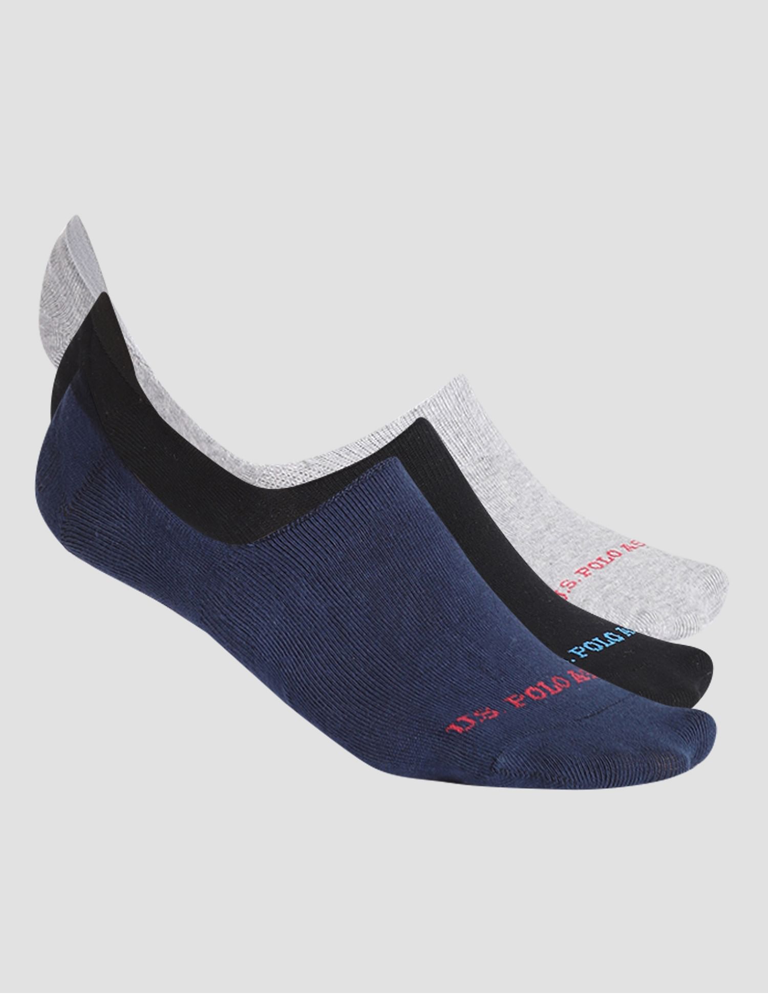 USPA Innerwear Silicone Grip No Show I646 Socks - Pack Of 3