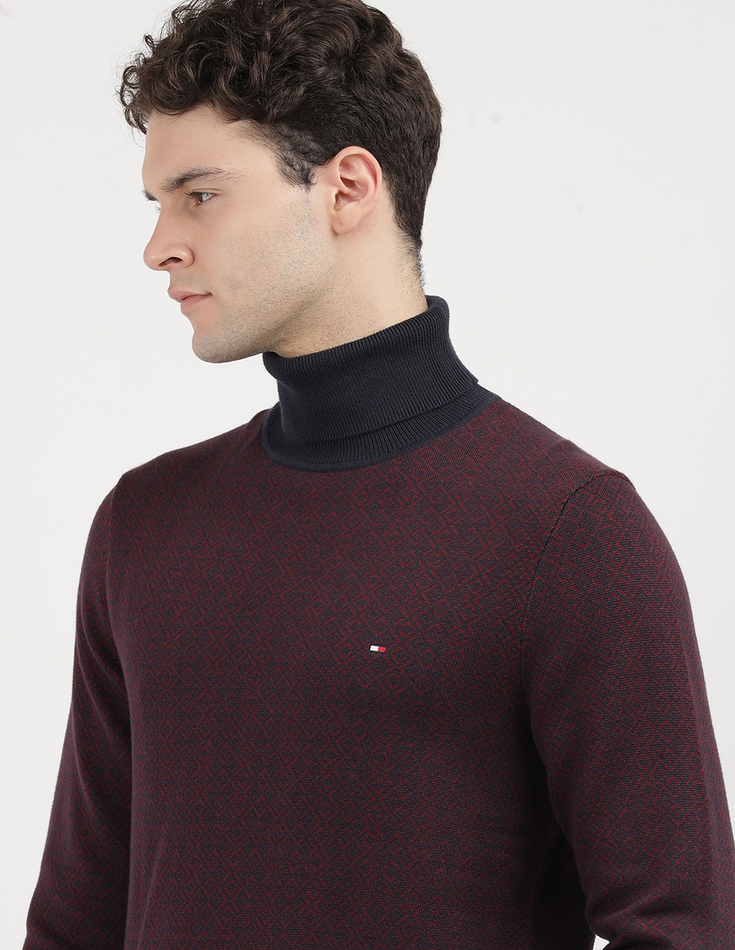 Tommy Hilfiger Gifting 2 Tone Fairisle Roll Neck Sweater