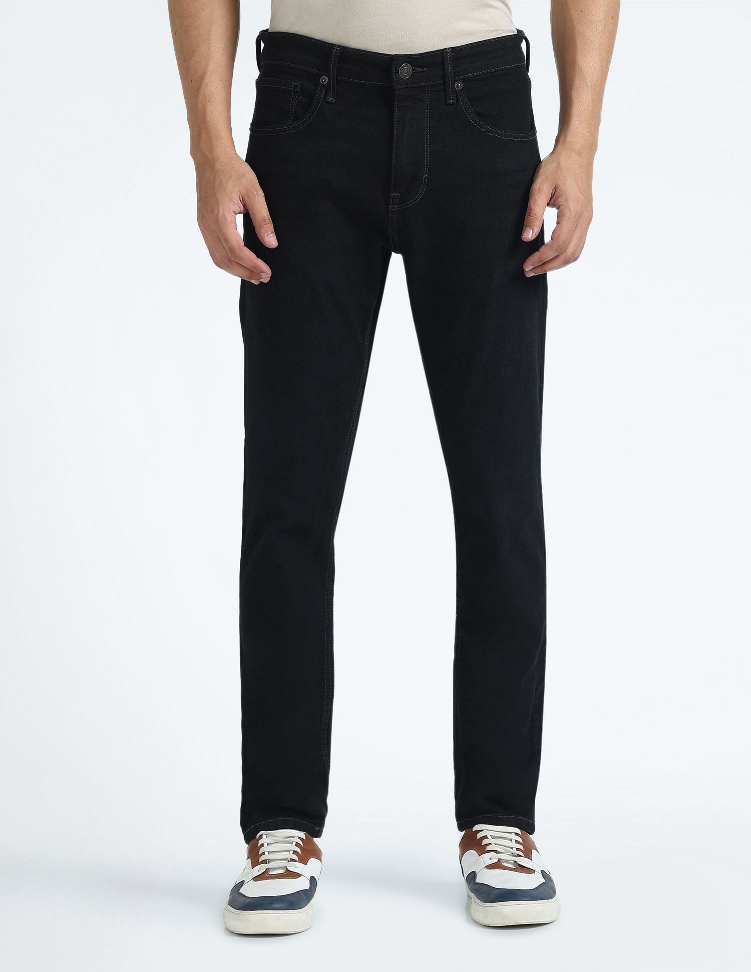Flying Machine Slash Slim Tapered Fit Rinsed Jeans