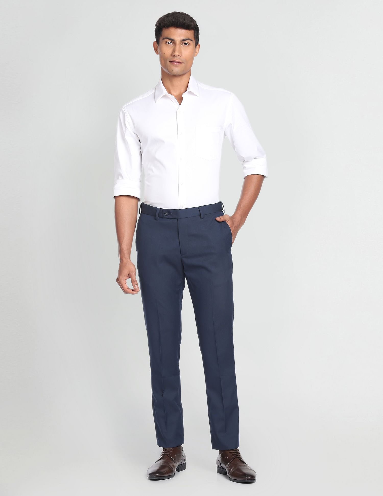 Arrow Mid Rise Dobby Formal Trousers